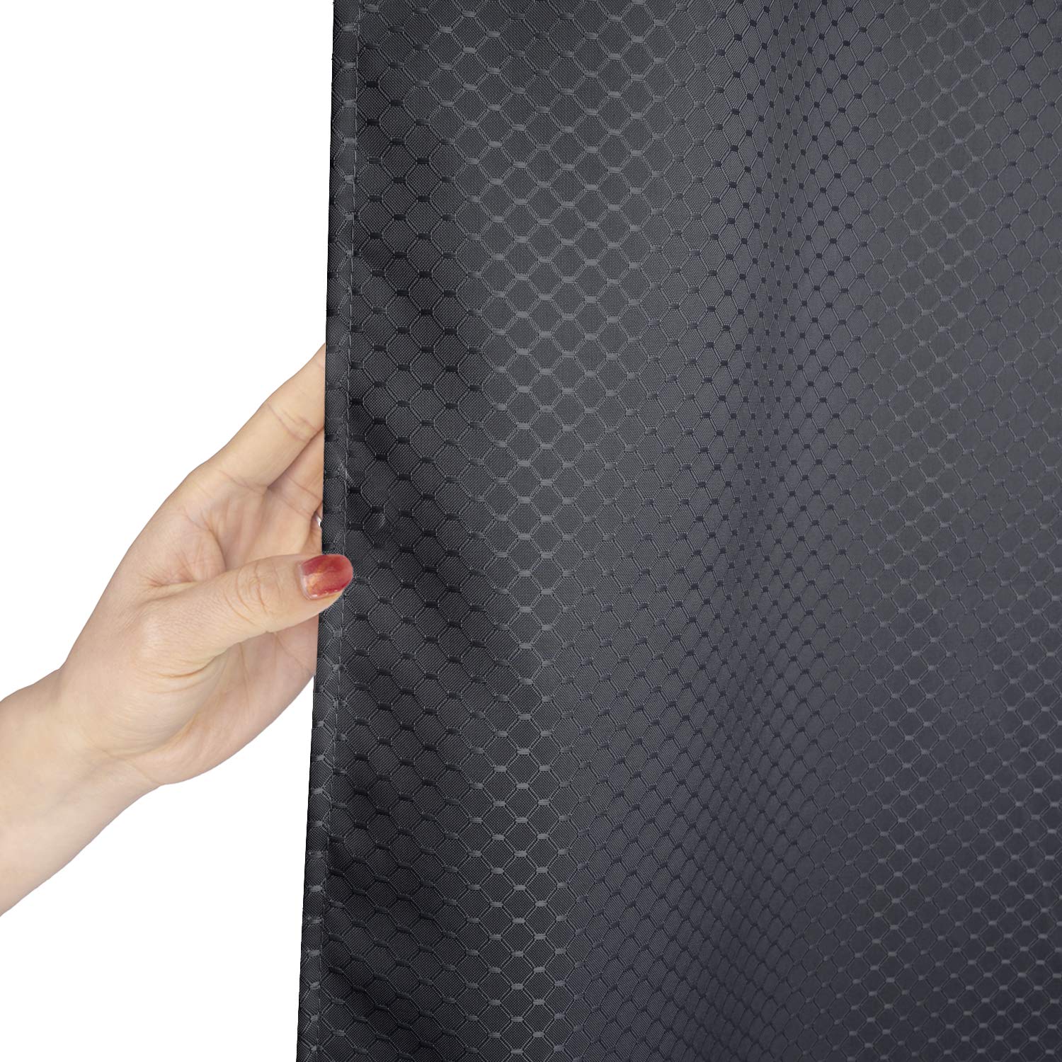 AooHome 72x75 Inch Waffle Weave Shower Curtain  Dark Grey Fabric Durable Bathroom Curtain with Hooks  Weighted Hem  Heavy Duty  Water Repellent