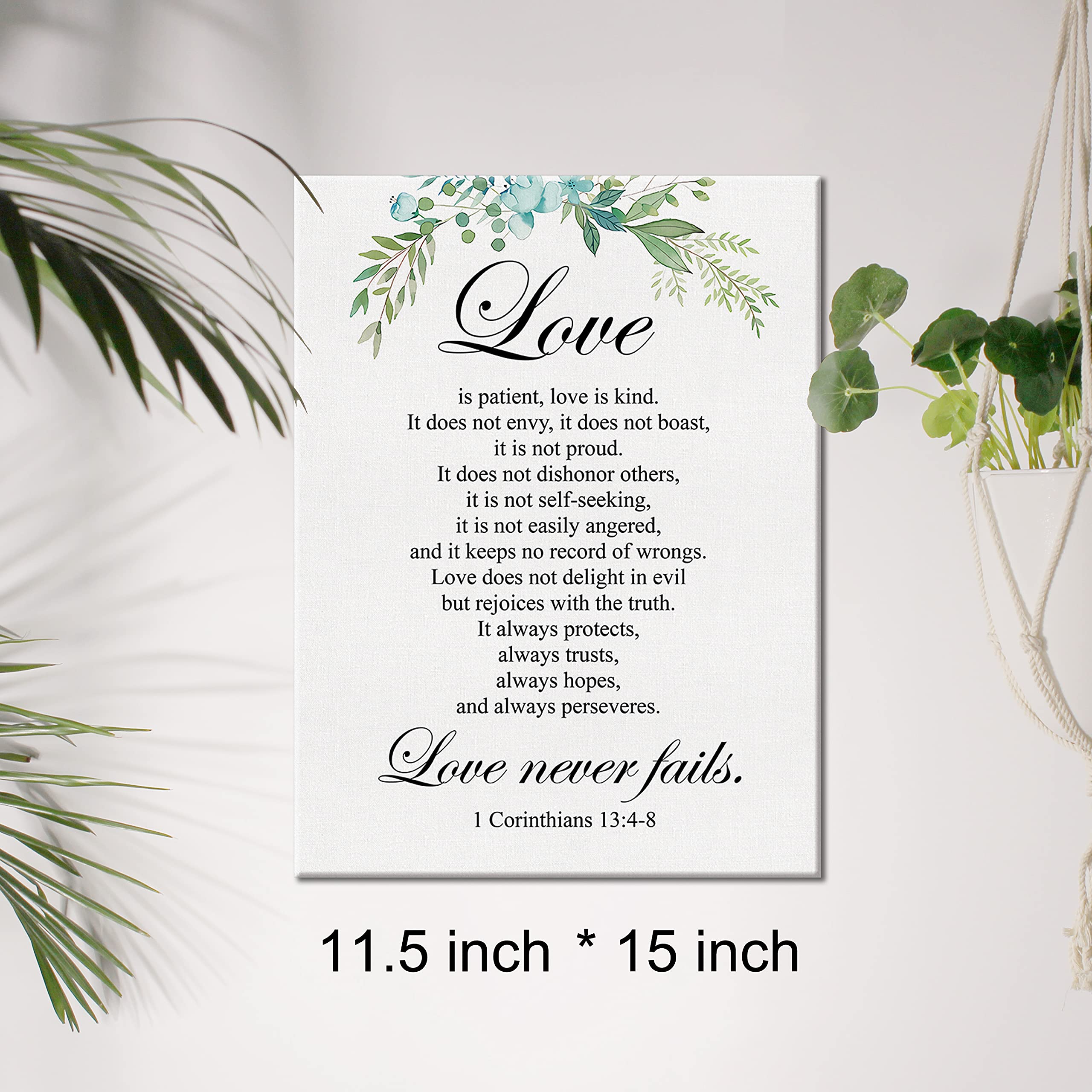 Christian Canvas Wall Art Love Is Patient Love Is Kind 1 Corinthians 13:4-8 Canvas Print Positive Scripture Canvas Painting Home