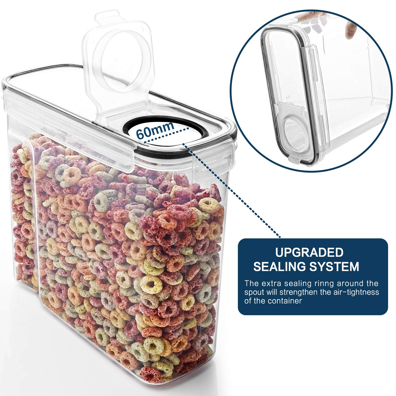 Cereal Container Set  MCIRCO Airtight Food Storage Containers ((4L /135.2oz) Set of 6  BPA Free Cereal Dispensers with Measuring Tools