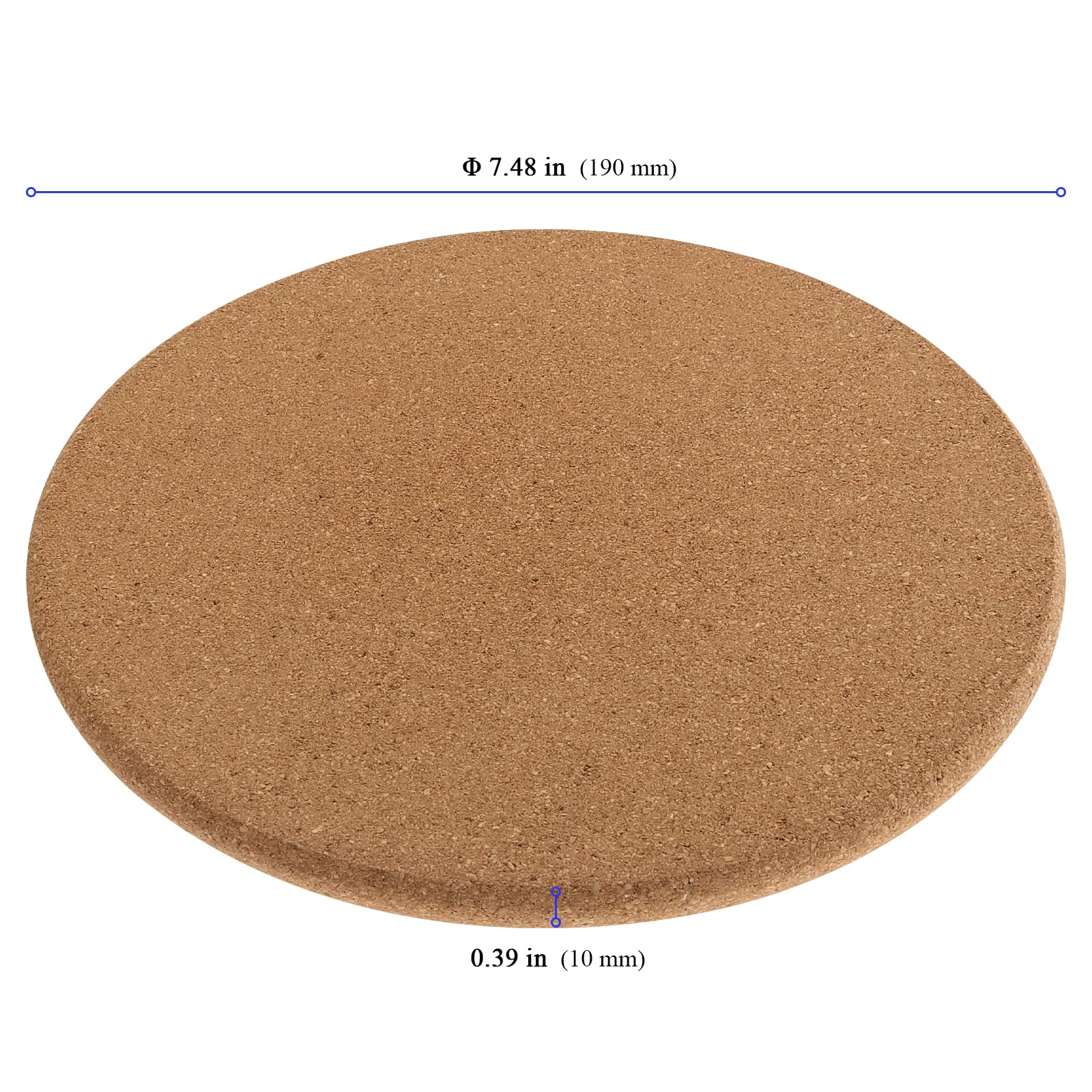 Keileoho 10 Pcs 7.5 Inch Cork Trivet, Cork Plant Coasters, 3/8 Inch Thick Round Cork Coasters, Heat Resistant Cork Hot Pads For