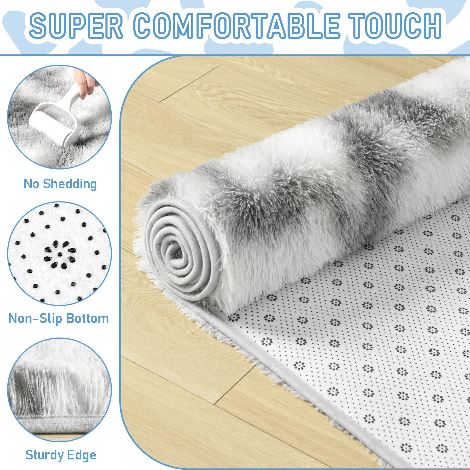 LOCHAS Ultra Soft Indoor Modern Area Rugs 3x5, Fluffy Living Room Carpets for Children Bedroom Home Decor Nursery Rug, Tie-Dyed