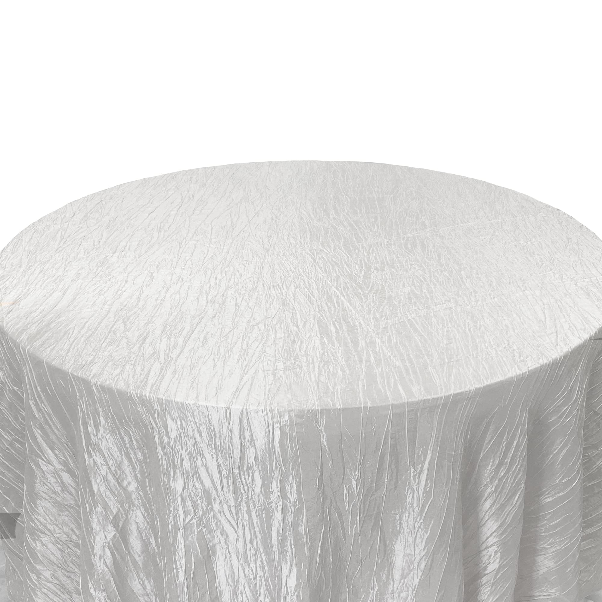 Your Chair Covers - 90 Inch Round Crinkle Taffeta Tablecloth - White  Crushed Shiny Dining Table Cloth for Wedding Party Birthday Baby Bridal Shower