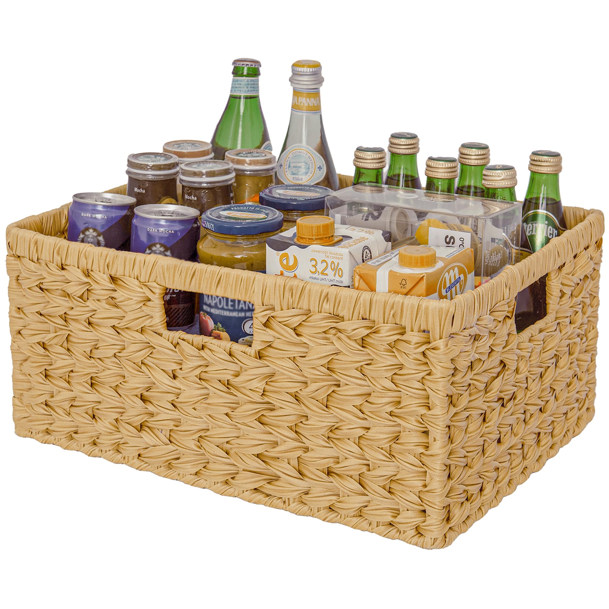 Granny Says Large Wicker Basket, Decorative Woven Basket For Storage, Wicker Basket With Handles, Waterproof Storage Basket For