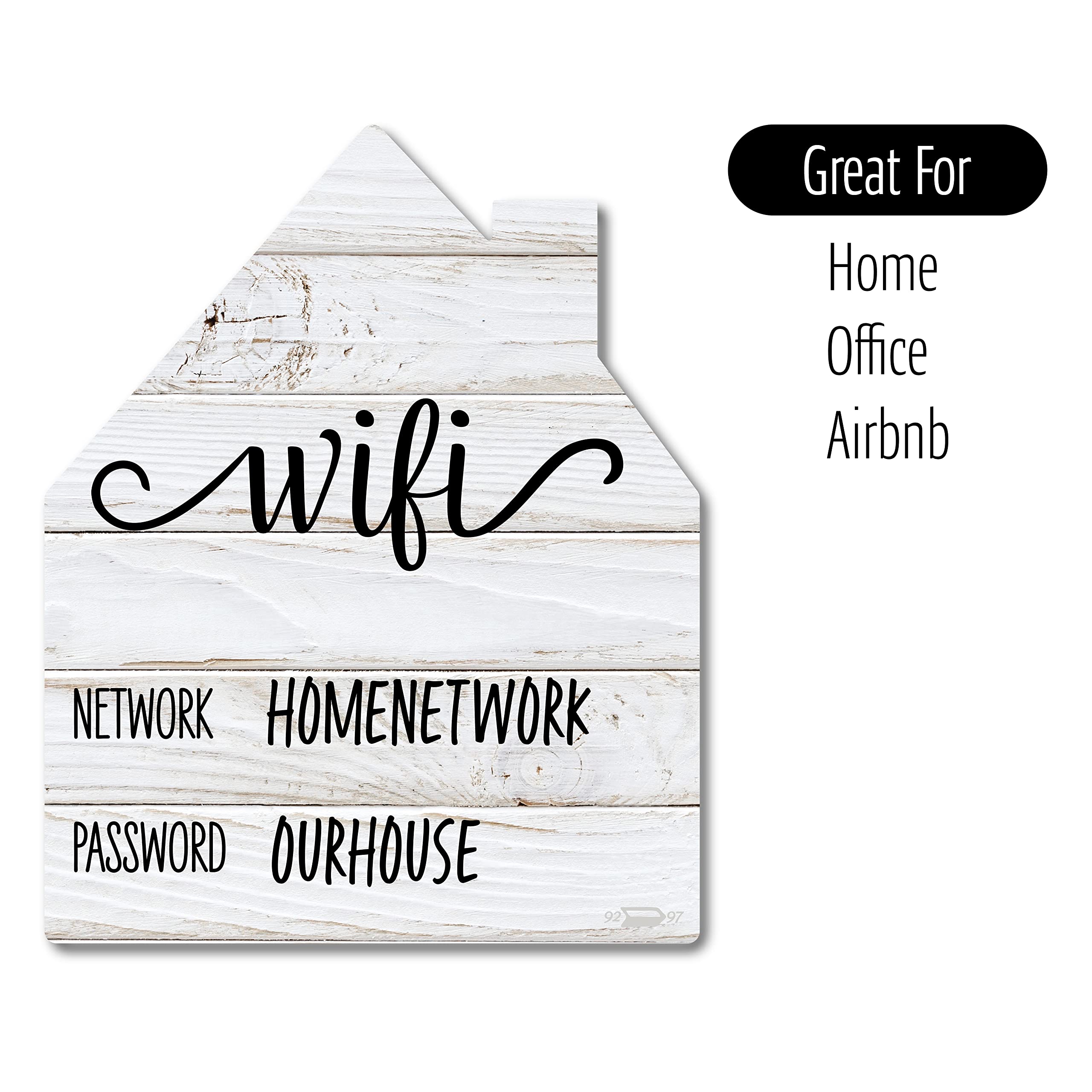Rustic White Wifi Password Sign, Rustic Farmhouse Fridge Magnet, Wifi Password Sign For Home With Black Wet Erasable Pen, Magnet