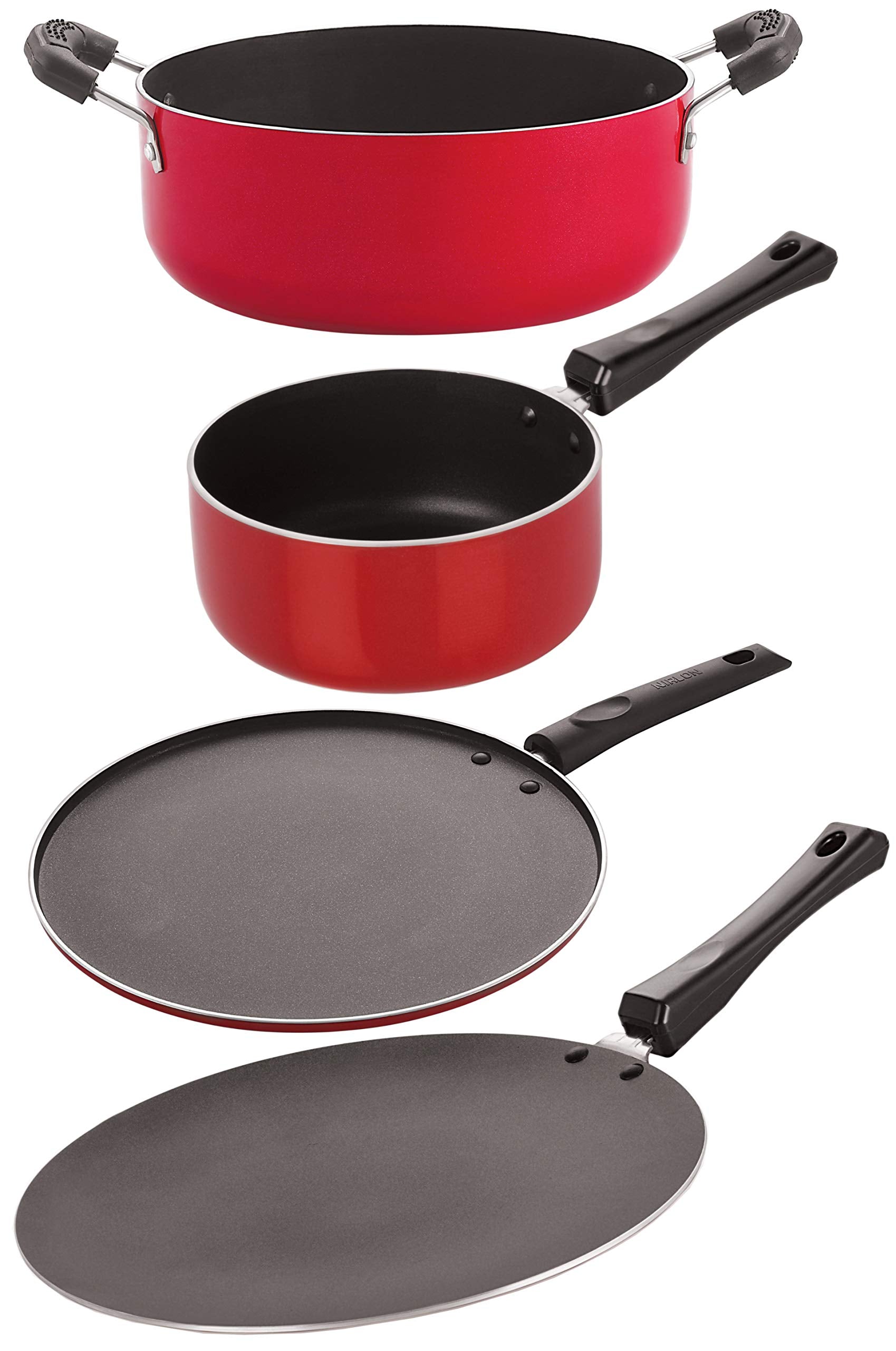 Nirlon Non Stick Combo Aluminium Cookware Set(Ct12_Sp(M)_St12_Cs24)