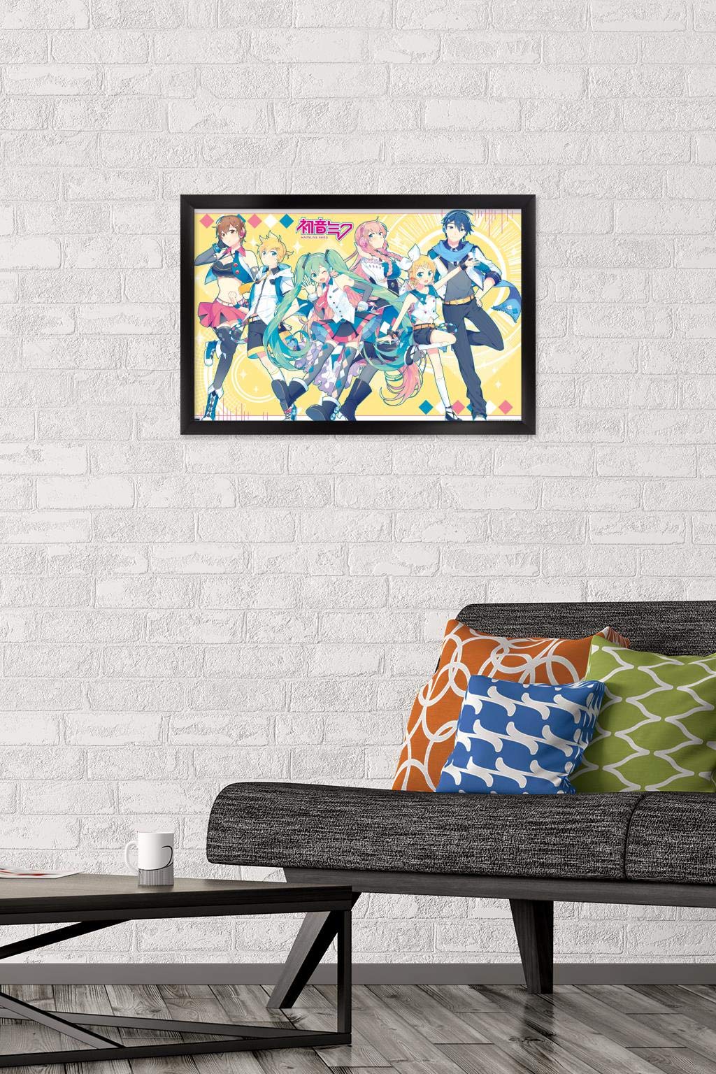 Trends International Hatsune Miku-Yellow Group Wall Poster, 14.725'' X 22.375'', Black Framed Version