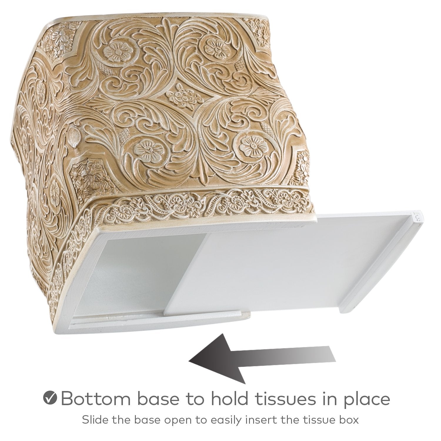 Creative Scents Square Tissue Box Cover - Decorative Bathroom Tissue Holder Is Finished In Beautiful Victoria Collection For Cut