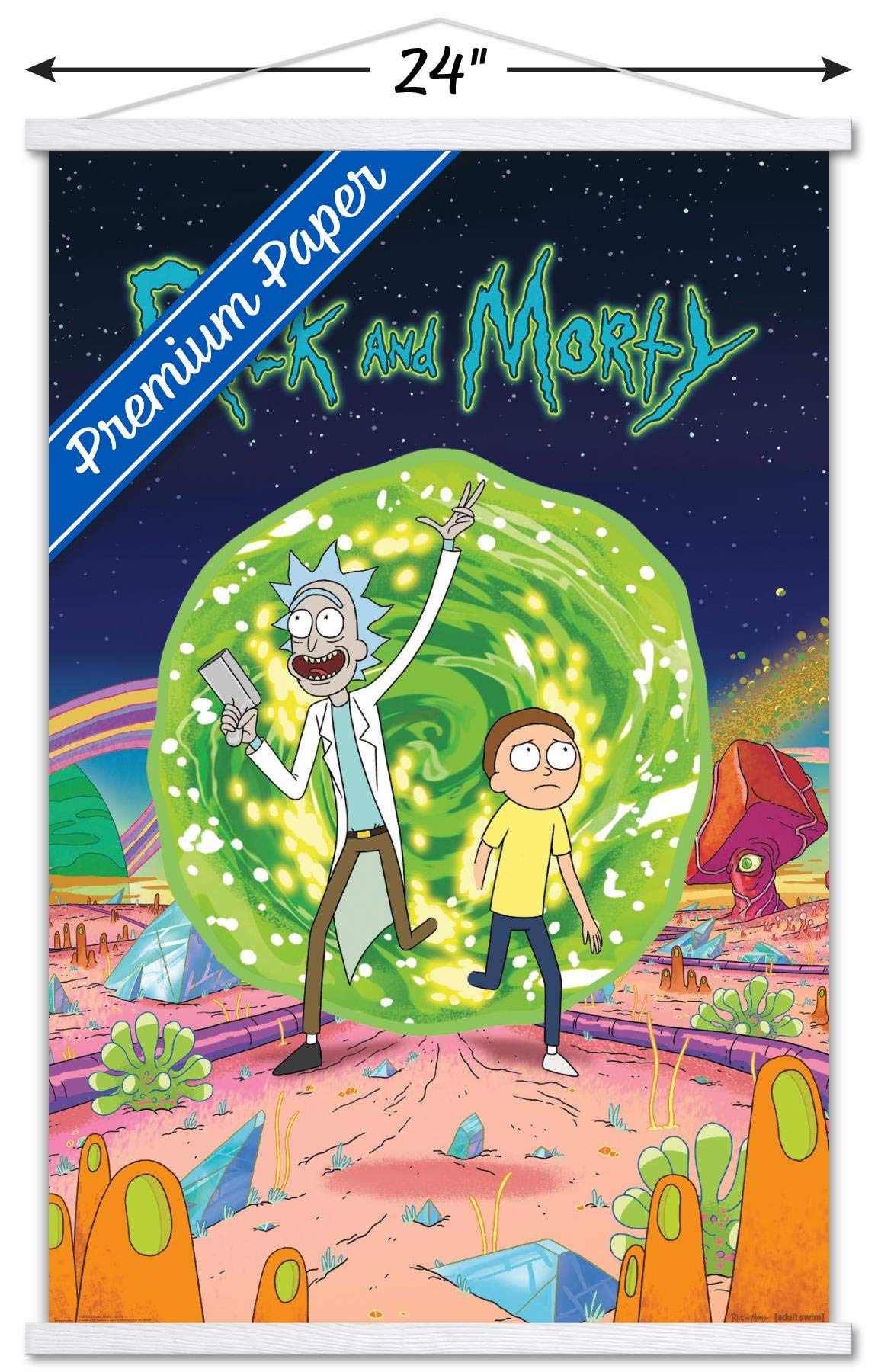 Trends International Rick And Morty - Cover Wall Poster, 22.375'' X 34'', Premium Print And White Hanger Bundle