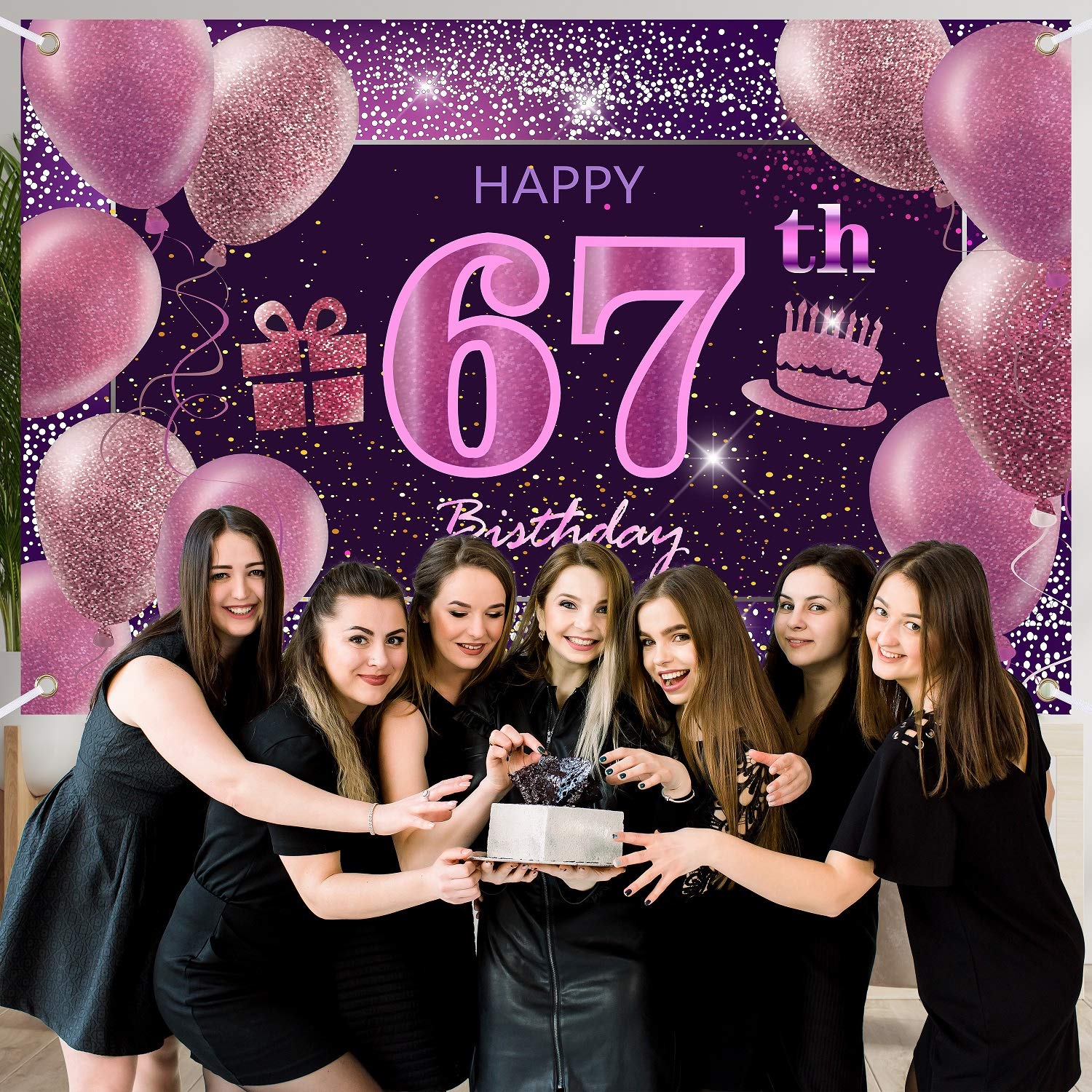 67Th Birthday Decorations For Girls Imisi Happy Birthday Banner Pink Decorations For A Party Birthday Backdrop For Women