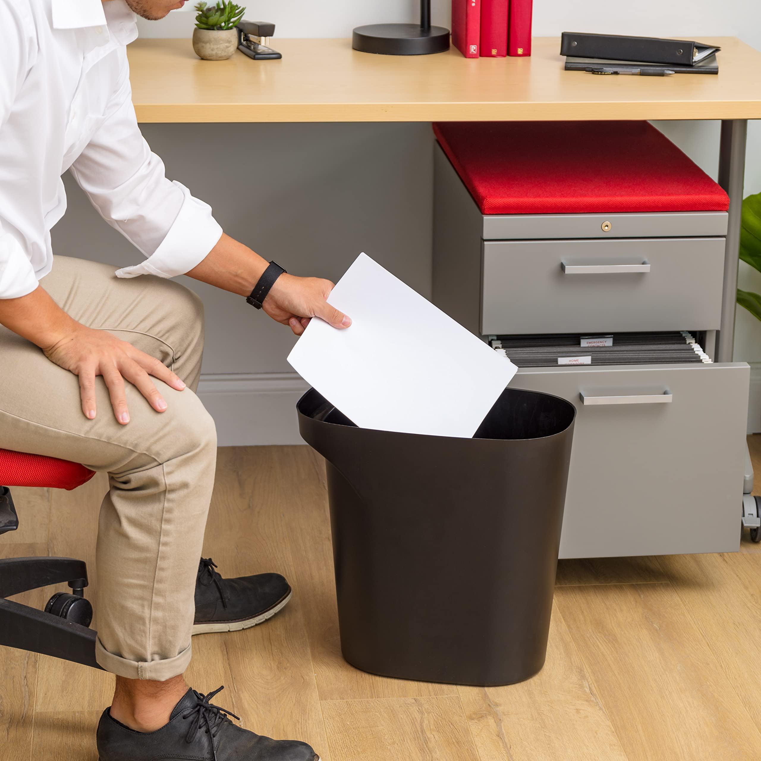 Iris Usa 6 Gallon / 24 Quart Trash Can Garbage Can Plastic Wastebasket Container Set, 3-Pack, For Home Office Kitchen Bedroom Ba