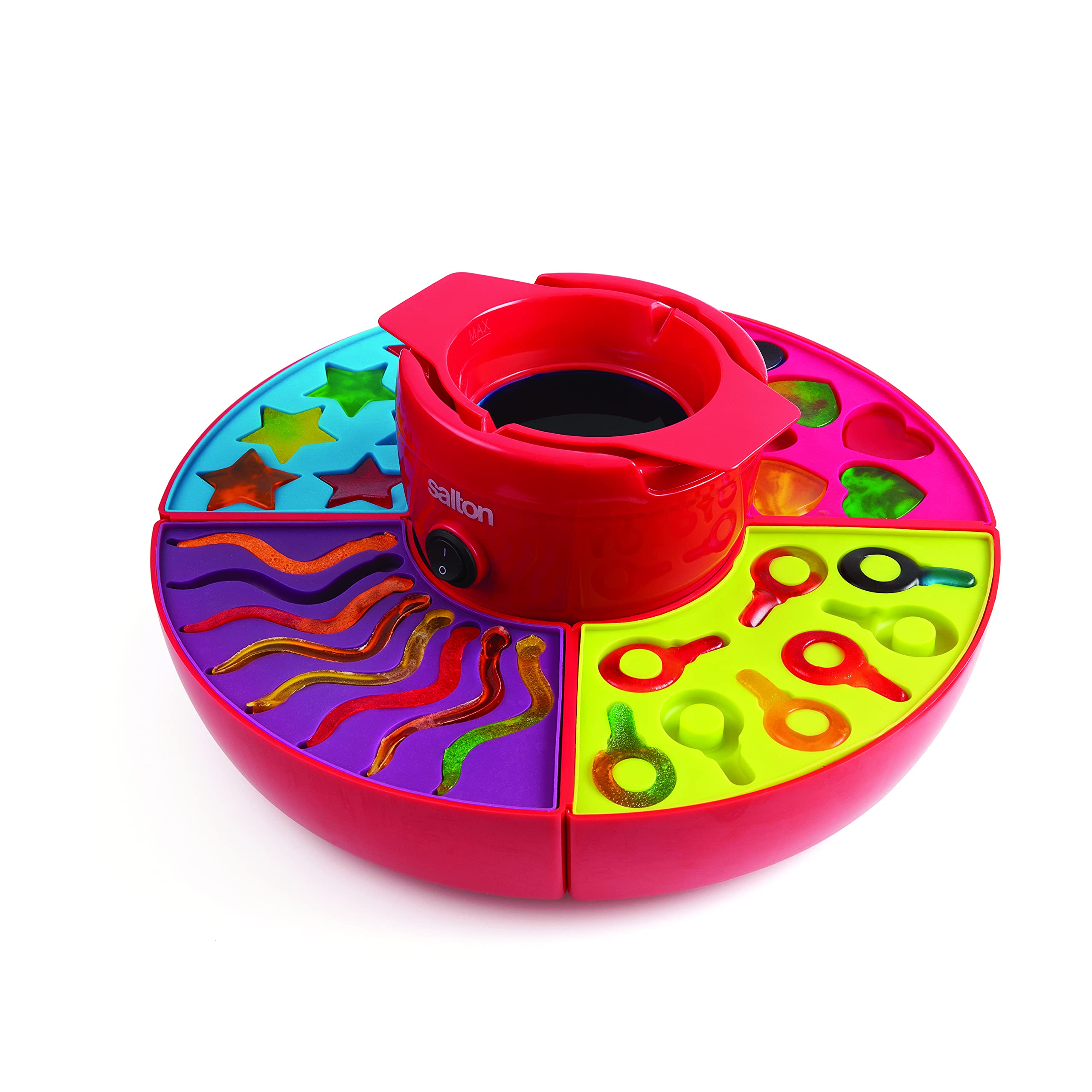 Salton Treats Gummy Candy Maker, Make Gummy Worms, Keys, Stars and Heart Shaped Candy with Reusable, Dishwasher Safe Silicone Mo