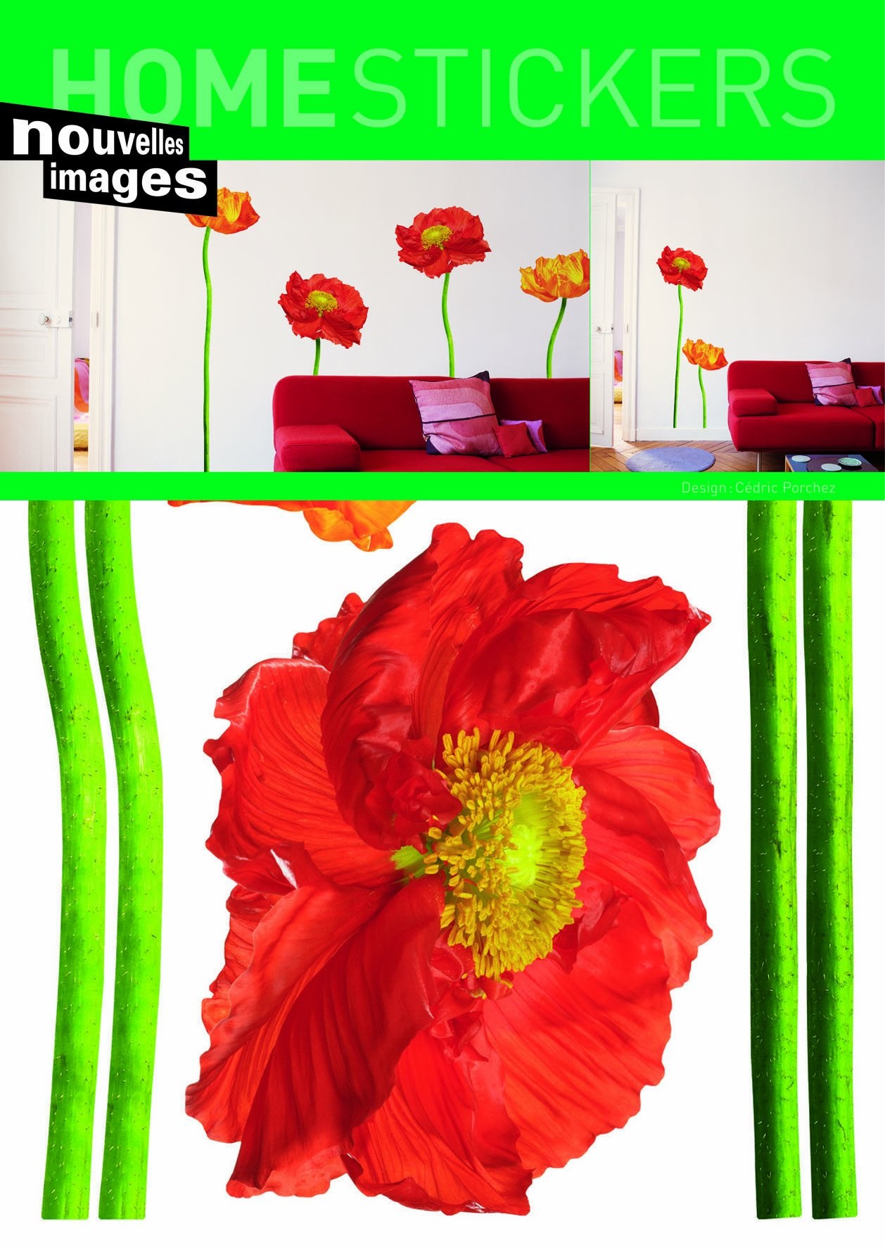Home Stickers Red Poppies Decorative Wall Stickers