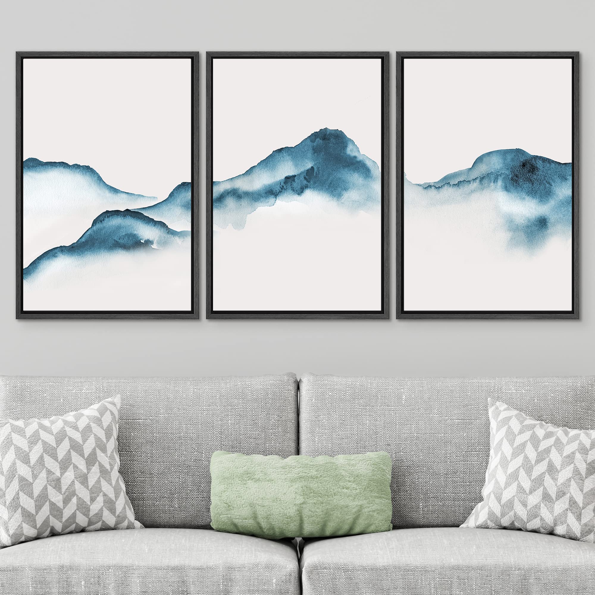 Signwin 3 Piece Framed Canvas Wall Art Abstract Mountaincanvas Prints Home Artwork Decoration For Living Room,Bedroom - 16''X24'
