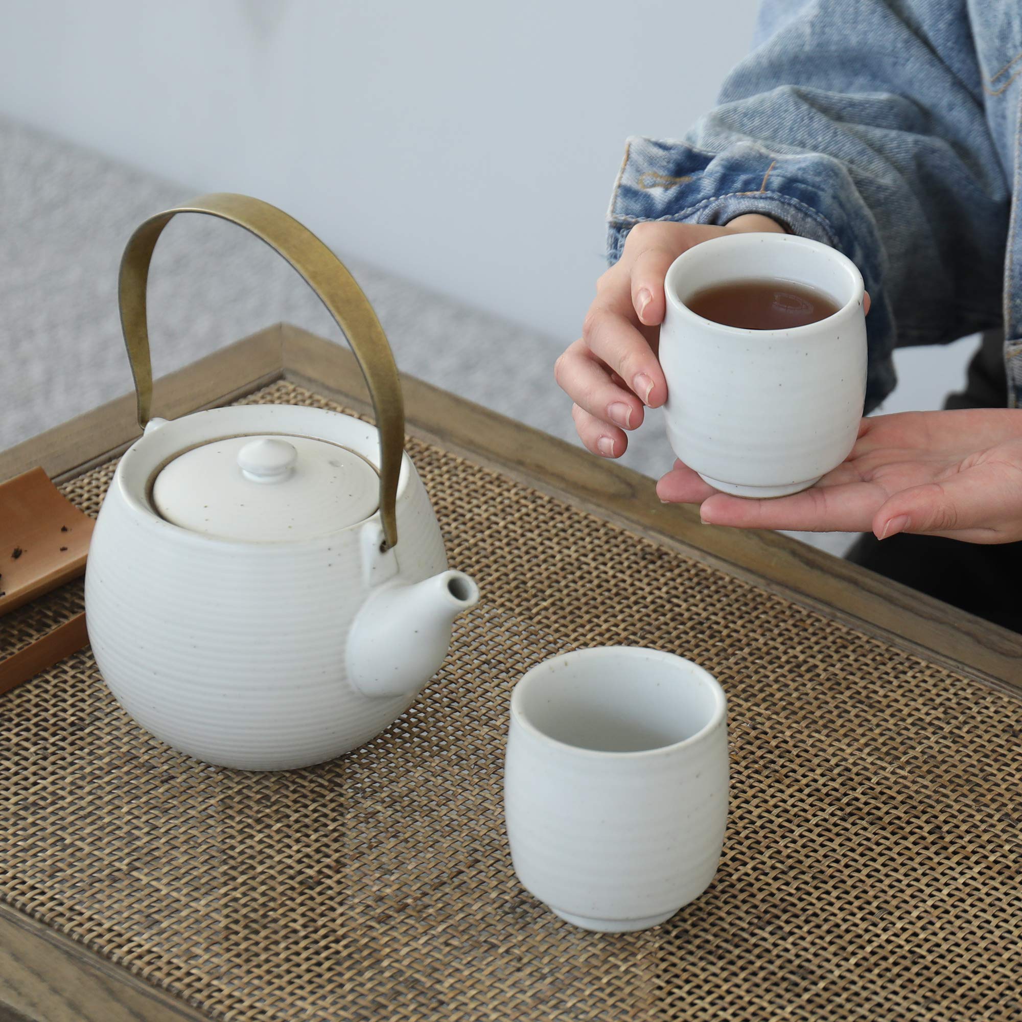 TEANAGOO Chinese Tea Cup For W08  5.8 oz  Ruware  Lt.Green  4 pcs/Box  TC08  Chinese Tea Cups  japanese tea cup  green tea cups japanese  Asian Tea Cups No Handles  japanese tea cups traditiona