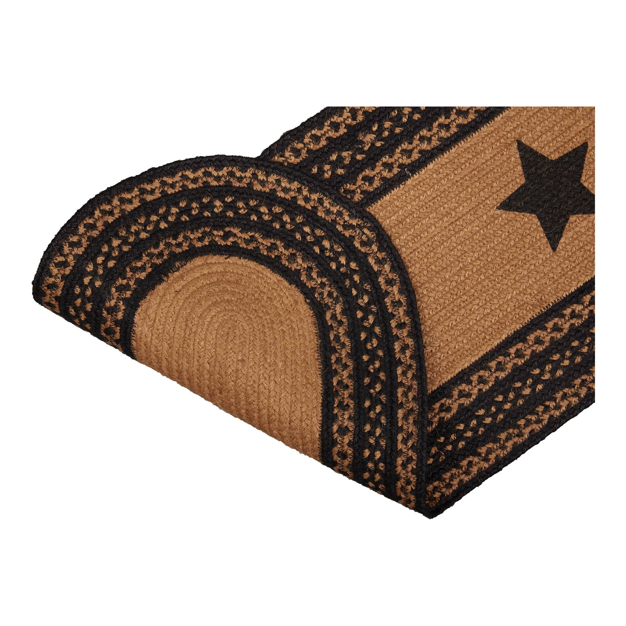 Vhc Brands Farmhouse Primitive Jute Black Thanksgiving Table Runner W/ Stenciled Stars 13''X48''