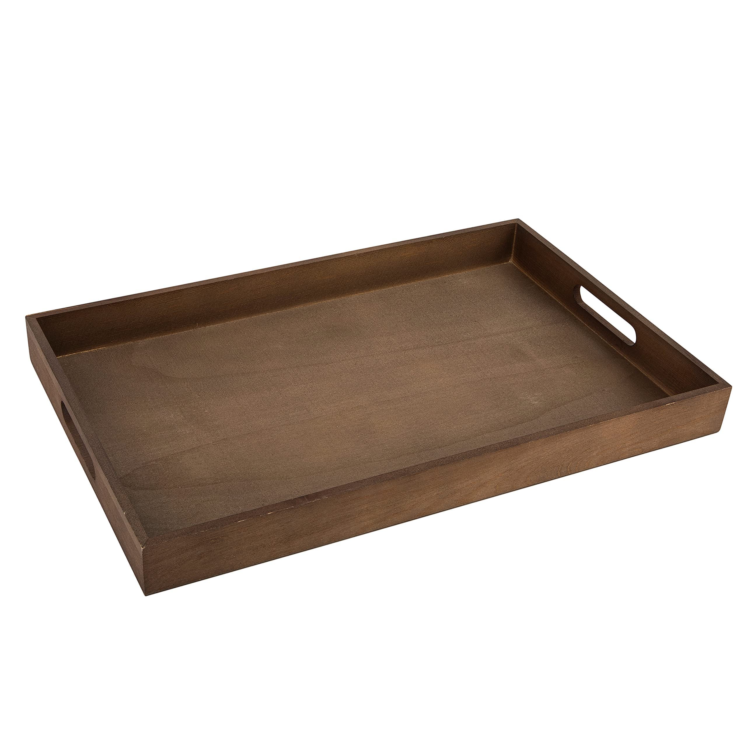 Dark Wood Serving Tray With Handles - Five Piece Nested Breakfast Tray - Wood Crafts Trays For Organizing | Bathroom Tray - Food