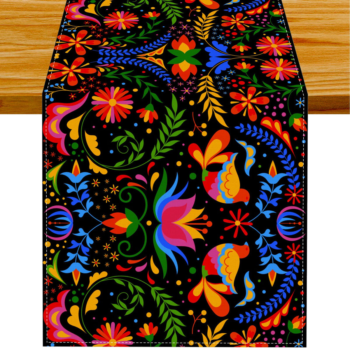 Linen Mexican Fiesta Table Runner Mexican Table Cloth Cinco De Mayo Day Of The Dead Dia De Los Muertos Home Kitchen Table Decora