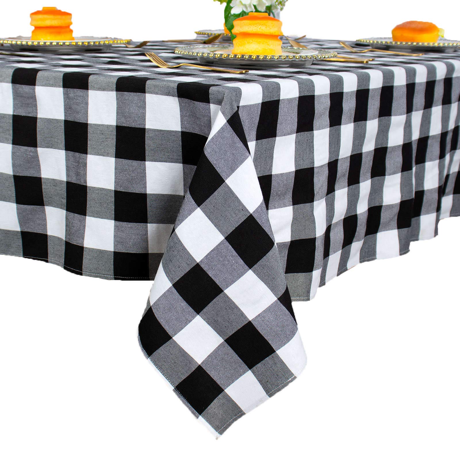Shinybeauty Checked Tablecloth Rectangle 54X80-Inch Black And White Buffalo Plaid Tablecloth Washable Check Table Cover Gingham