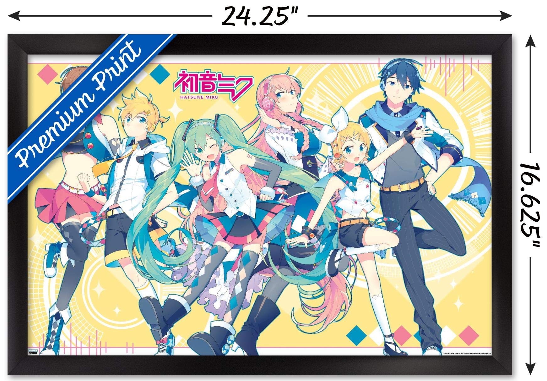 Trends International Hatsune Miku-Yellow Group Wall Poster, 14.725'' X 22.375'', Black Framed Version