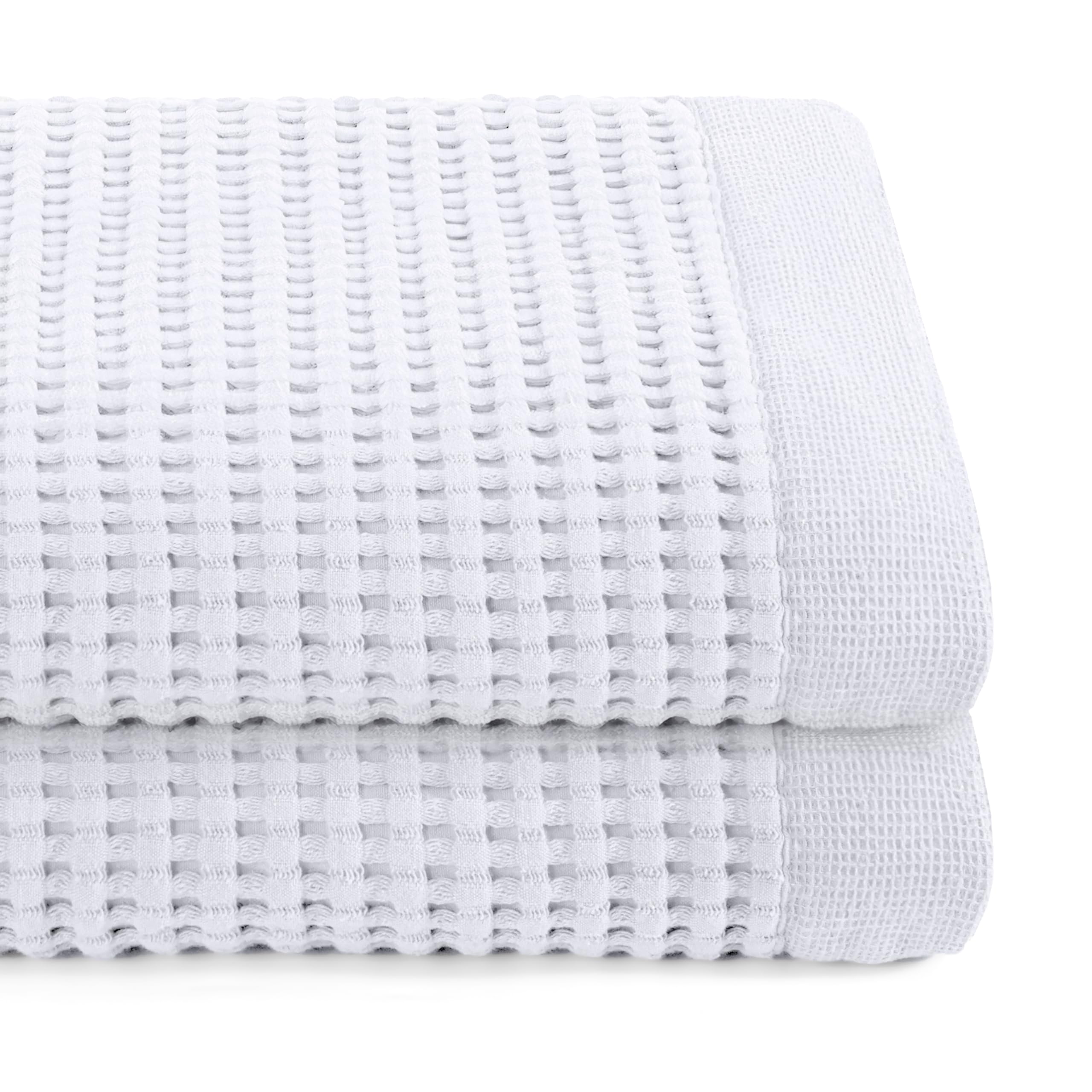 Gilden Tree Waffle Towels Quick Dry Lint Free Thin 2 Pack Bath Towel, Modern Style (White)