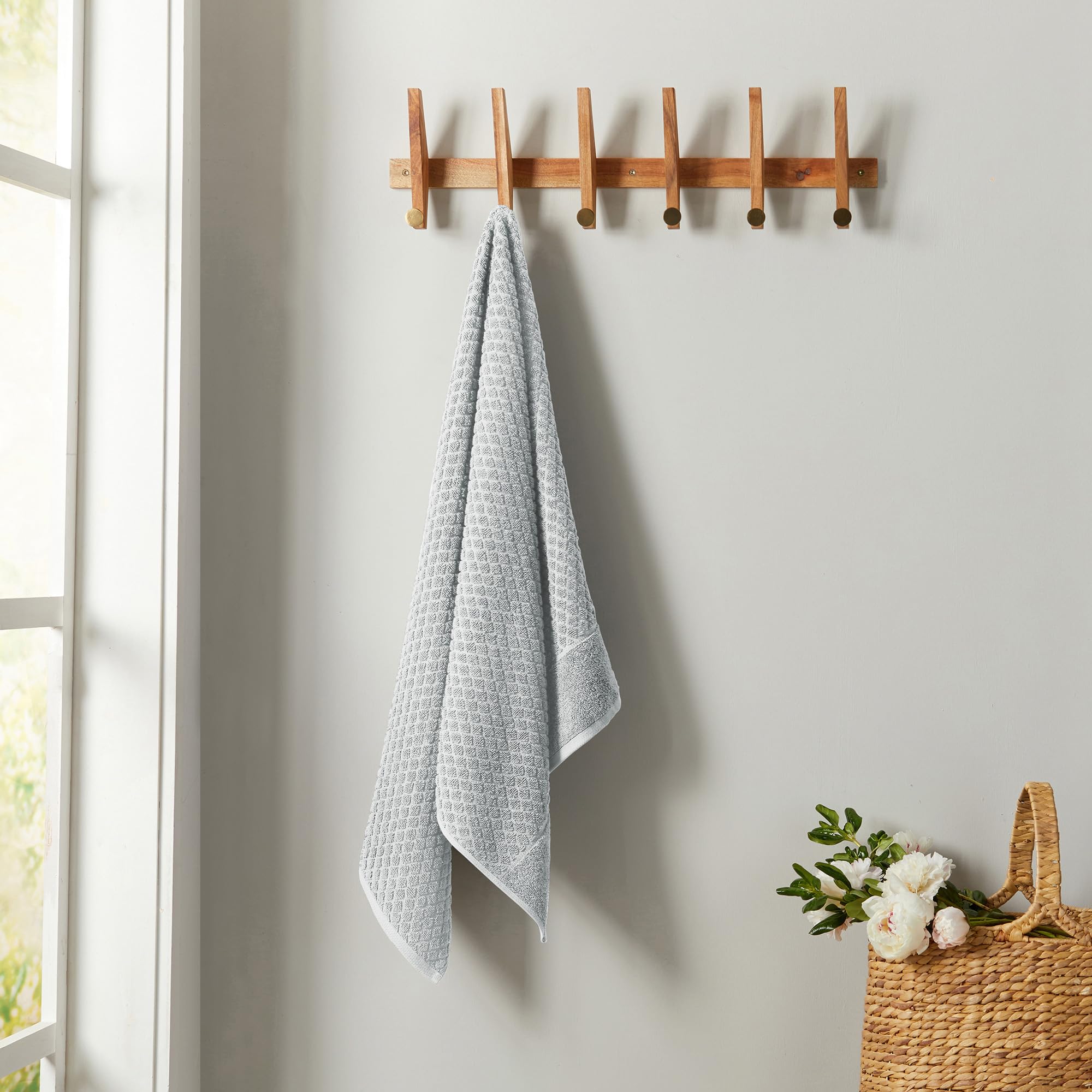 Great Bay Home Towel  100% Cotton Bath Towel and Washcloth Sets | 2 Bath Towels  2 Hand Towels  and 2 Washcloths | Quick Dry Bath Towels | Grayson Collection  6 Piece Set  Diamond - Light Grey