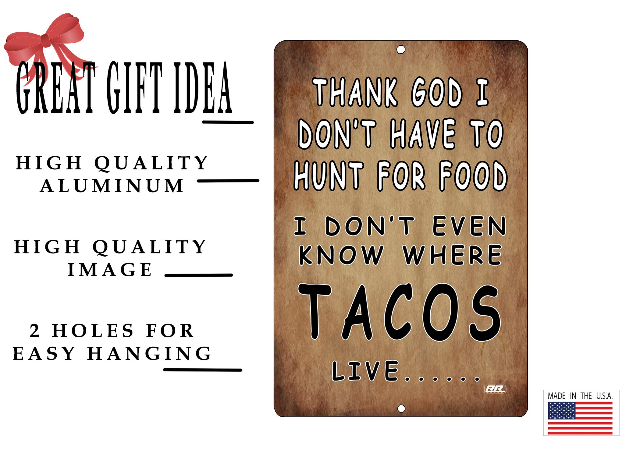 Rogue River Tactical Funny Sarcastic Hunt For Tacos Home Decor Kitchen Metal Tin Sign Wall Art Poster Picture Mexican Food