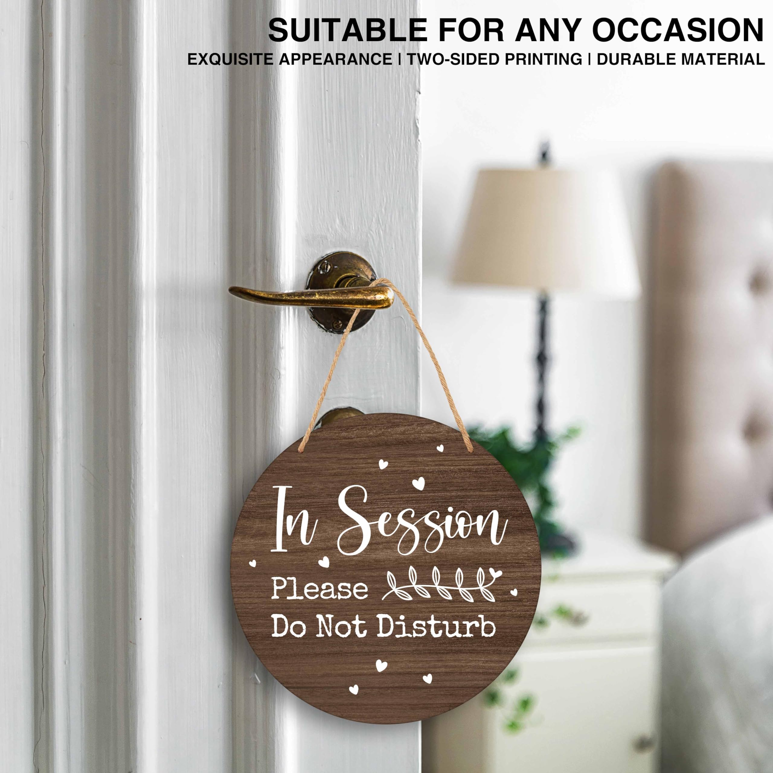In Session Door Sign for Therapists, Do Not Disturb Hanger Sign for Therapy Office Decor, 10 In Double Sided Round Wooden Welcom