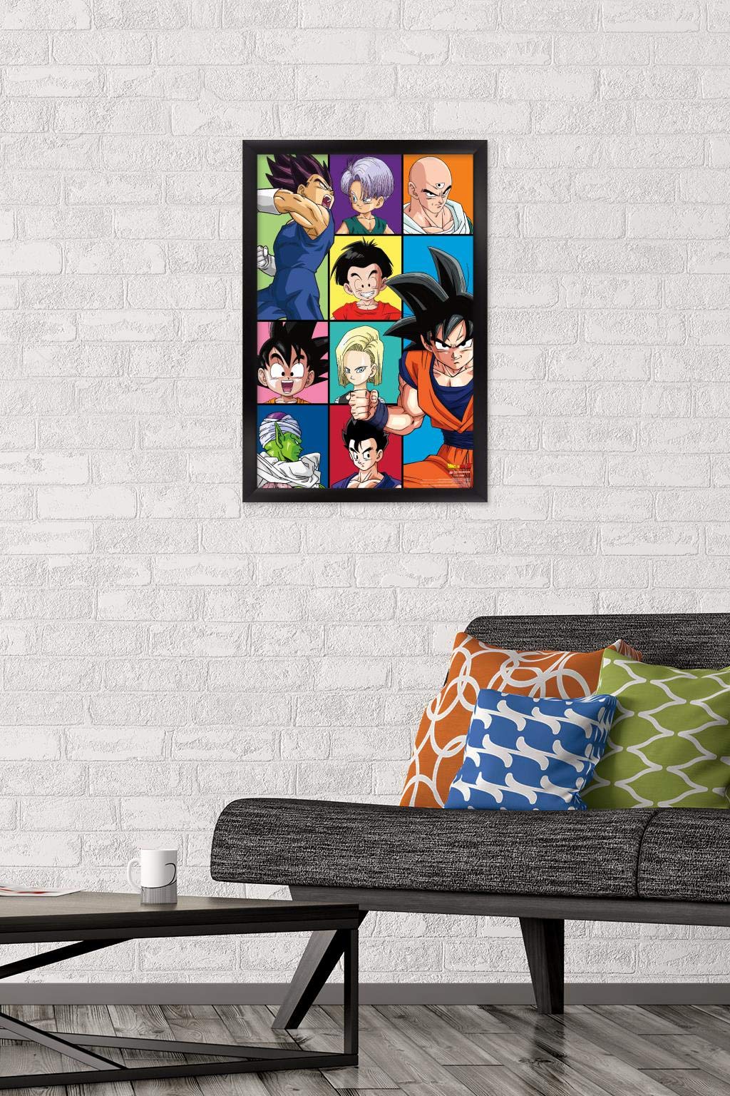 Trends International Dragon Ball Z - Grid Wall Poster, 14.725'' X 22.375'', Black Framed Version