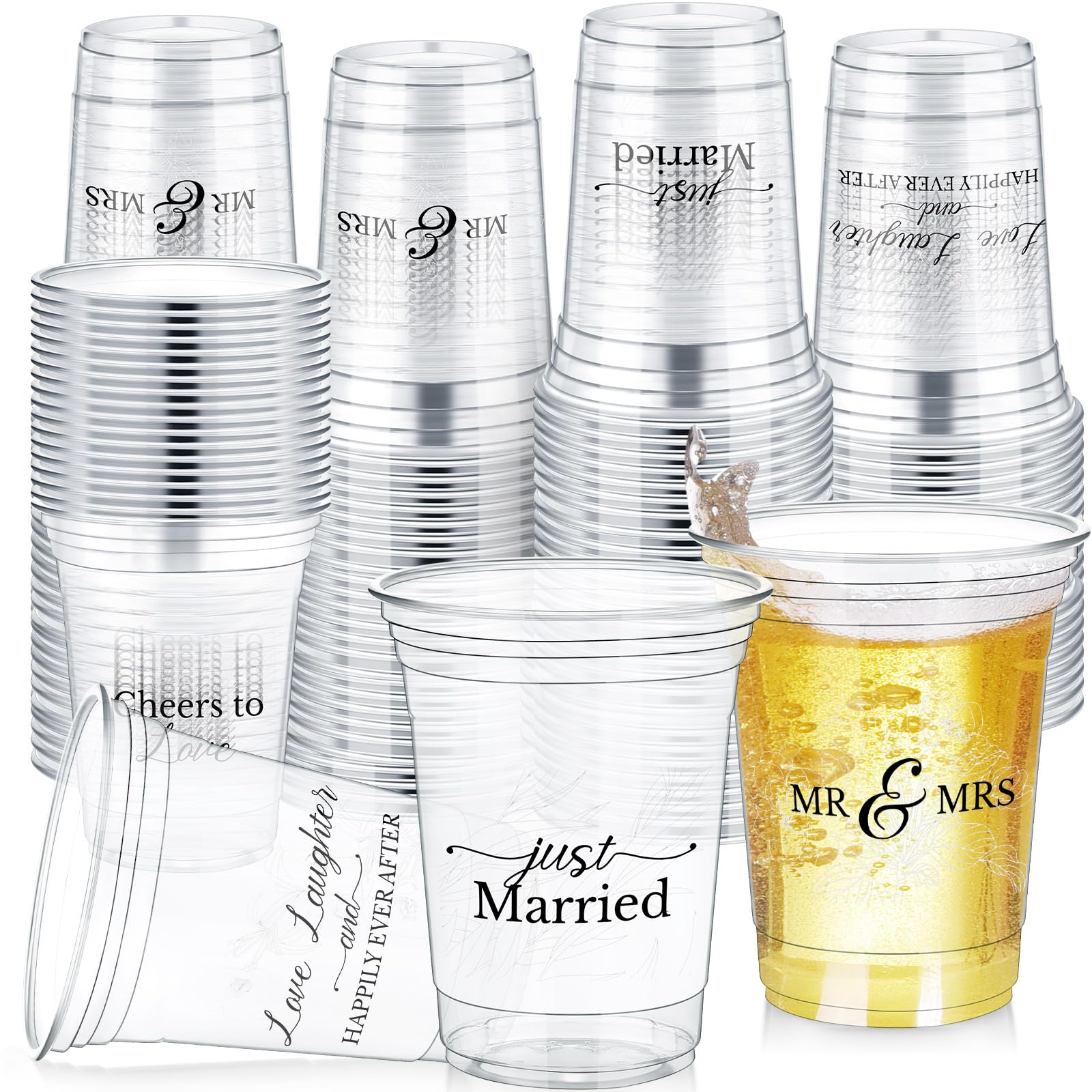Jingmore 200 Pcs Wedding Disposable Plastic Cup 12 oz, White Floral