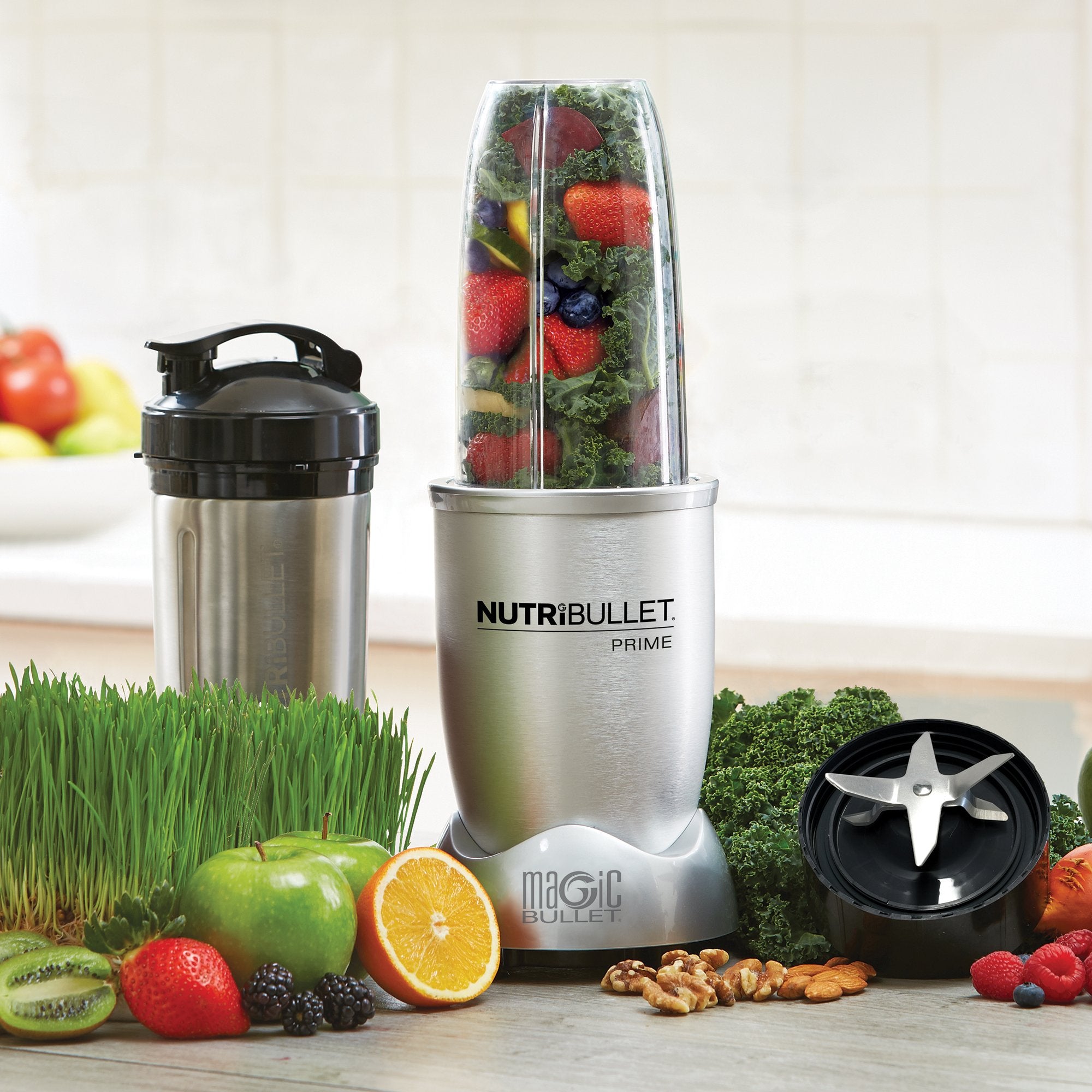 NutriBullet 1000W PRIME Edition High-Speed Blender/Mixer System, Silver, Includes Stainless Steel Insulated Cup & Recipe Book