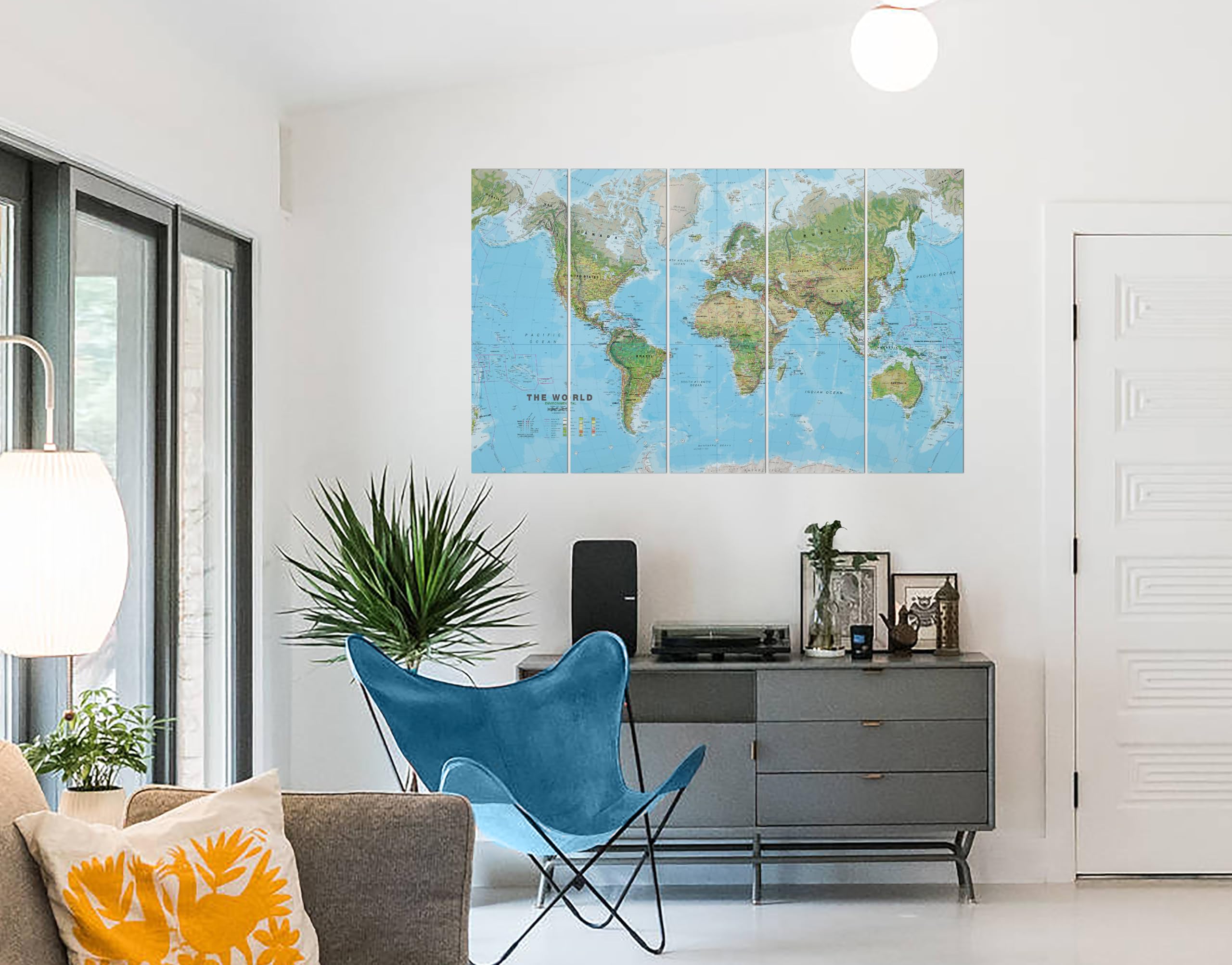 WallDesign World Map Wall Art Vinyl Painting - (48.5 in Width x 30 in Height)