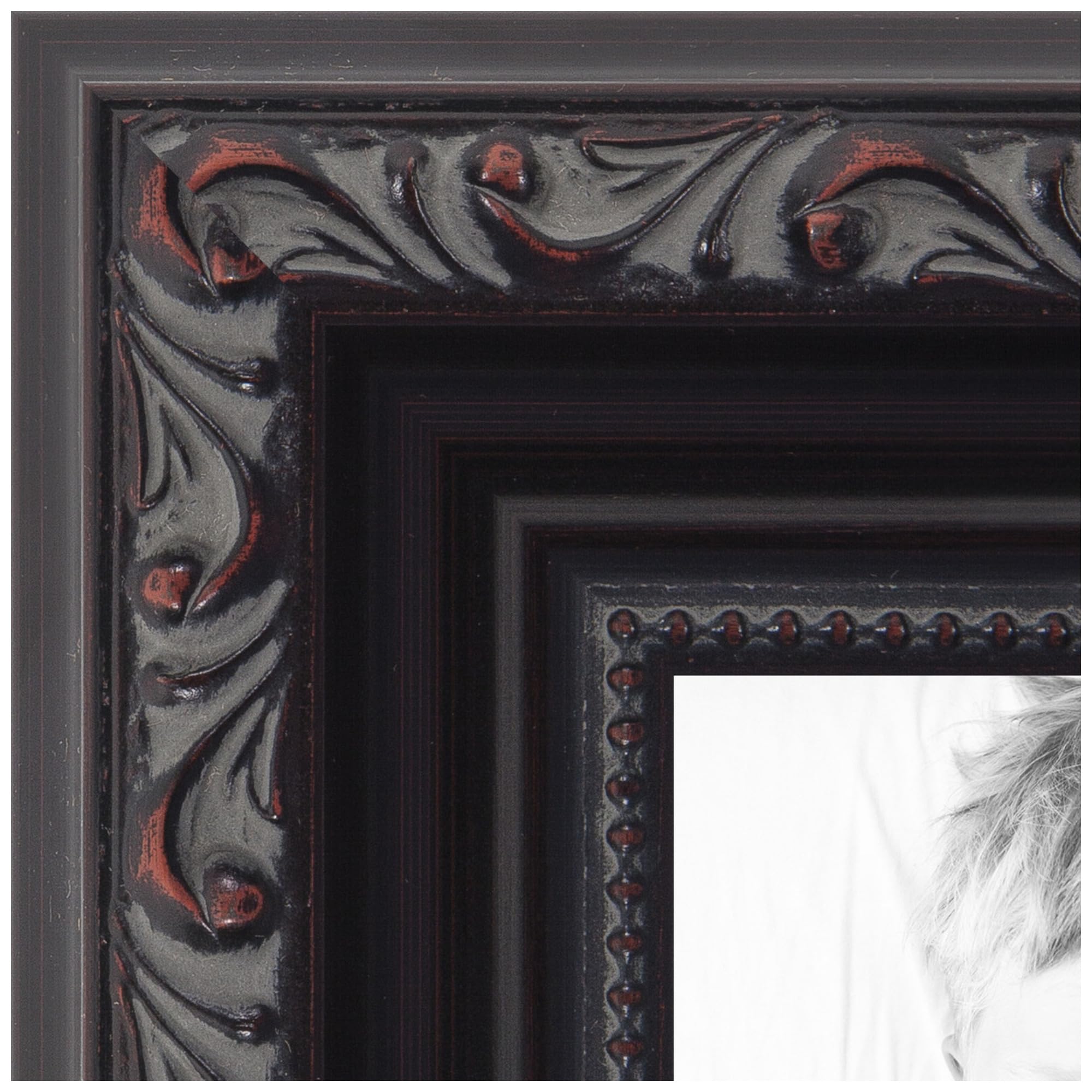 ArtToFrames 5x5 inch Black with Beads Wood Picture Frame, WOMD10188-5x5