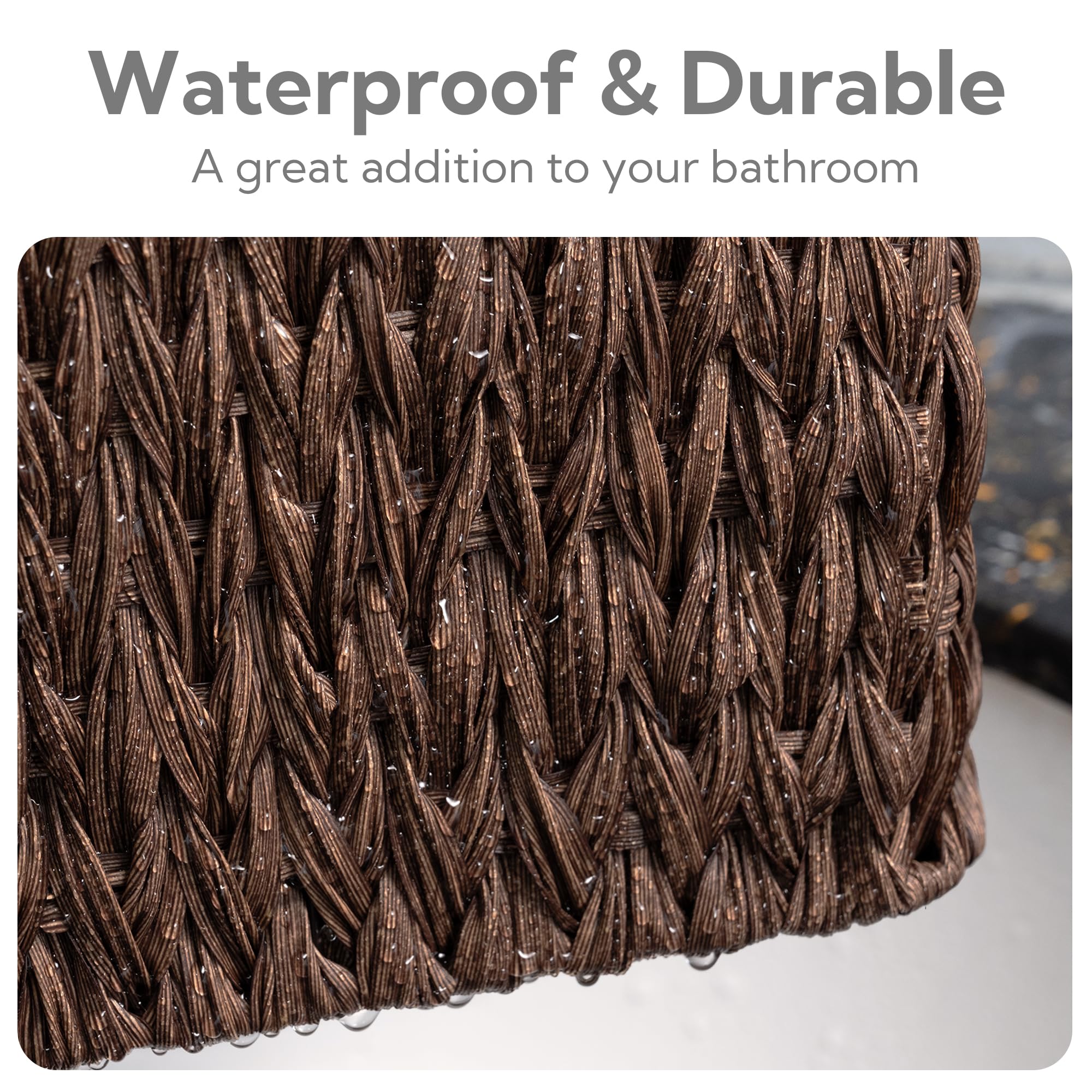 GRANNY SAYS Wicker Baskets for Organizing  Nesting Storage Baskets for Shelves  1 Large and 2 Small Wicker Baskets Waterproof  Brown  3-Pack