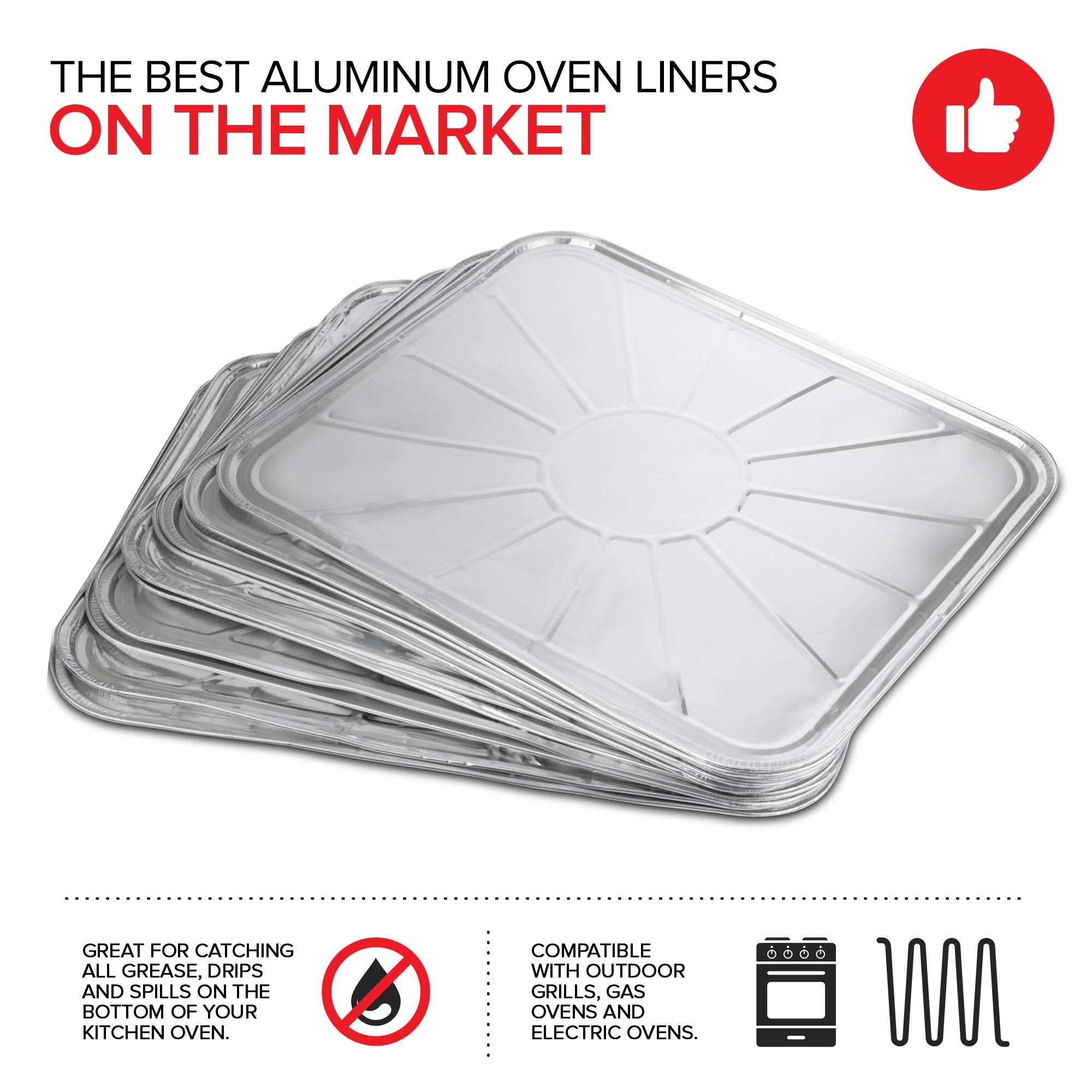 Stock Your Home Disposable Foil Oven Liners (20 Pack) Aluminum Foil Oven Liners For Bottom Of Electric Oven & Gas Oven, Reusable