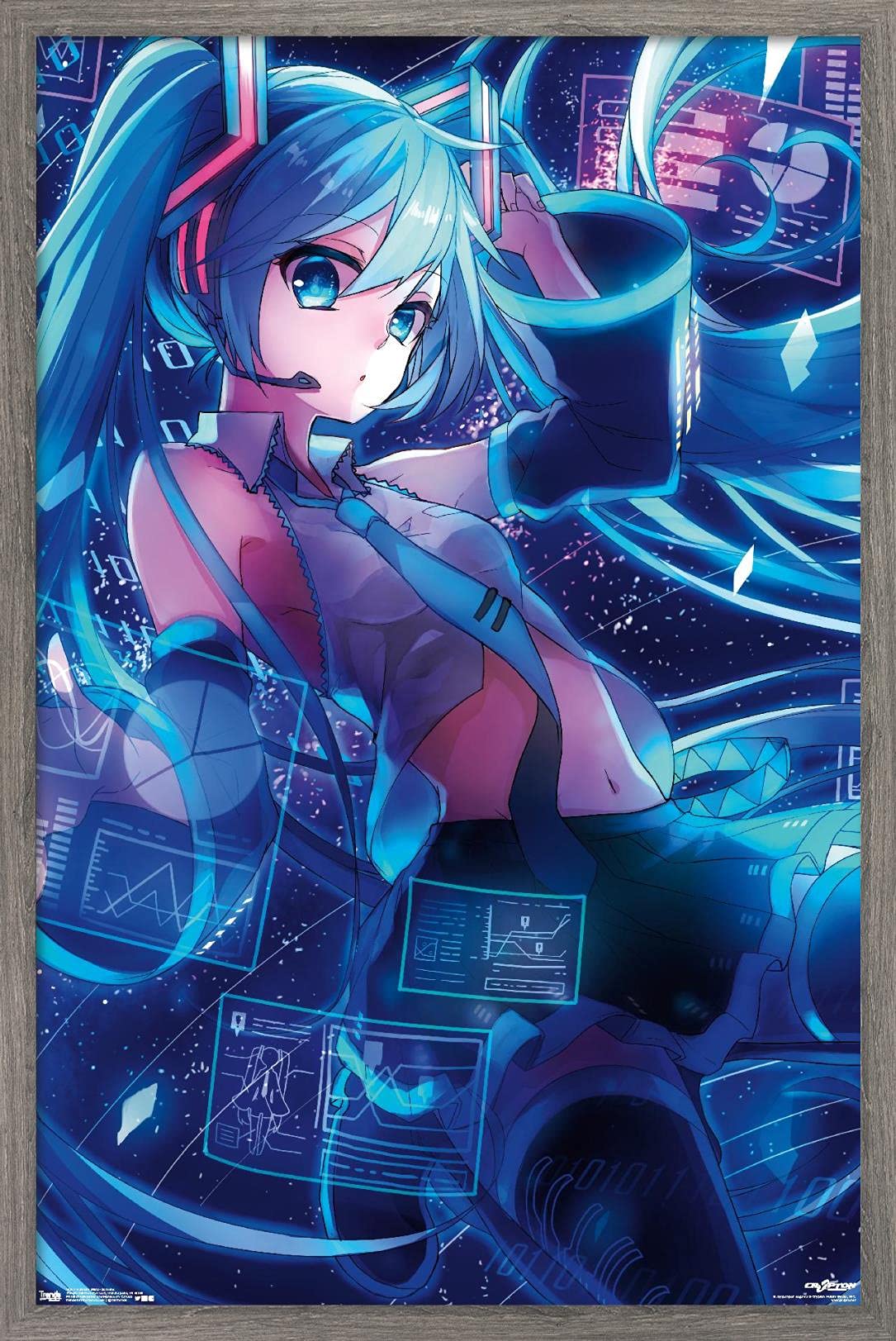 Trends International Hatsune Miku - Screens Wall Poster, 22.375'' X 34'', Poster & Clip Bundle