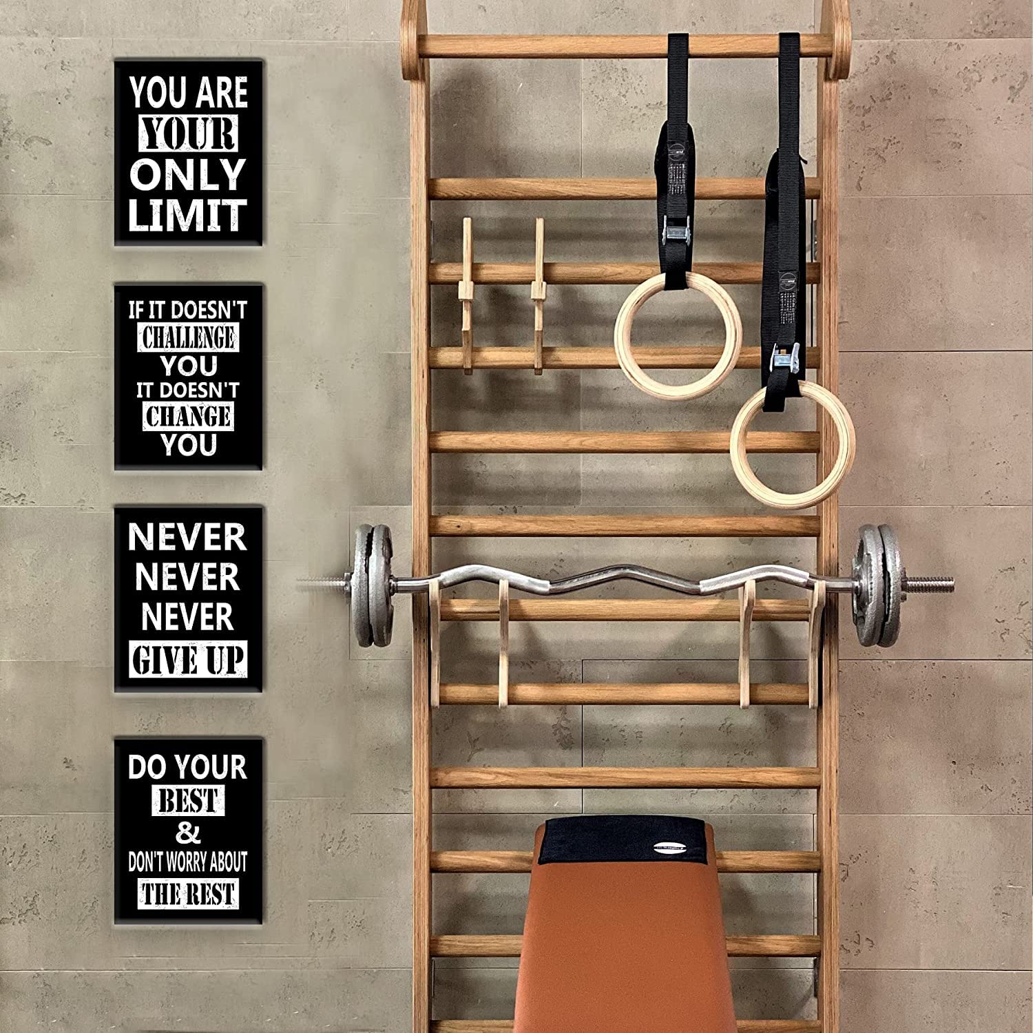 PHOPAGO Motivational Wall Art Inspirational Quote Wall Painting Office Gym Wall Decor Positively Affirmed Saying Art Poster for Classroom College(Framed  8x10inch  4pieces)