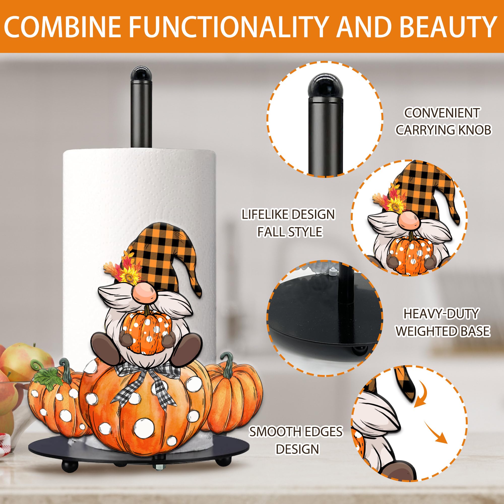 Fall Paper Towel Holder, Fall Bathroom Decor, Kitchen Decor, Fall Decorations Pumpkins Gnomes Accessories Paper Towel Holder Sta
