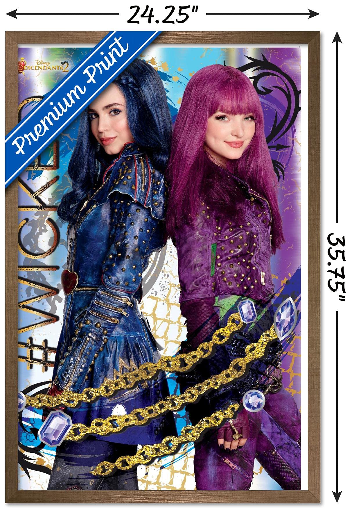 Trends International Disney Descendants 2 - Wicked Wall Poster, 22.375'' X 34'', Bronze Framed Version