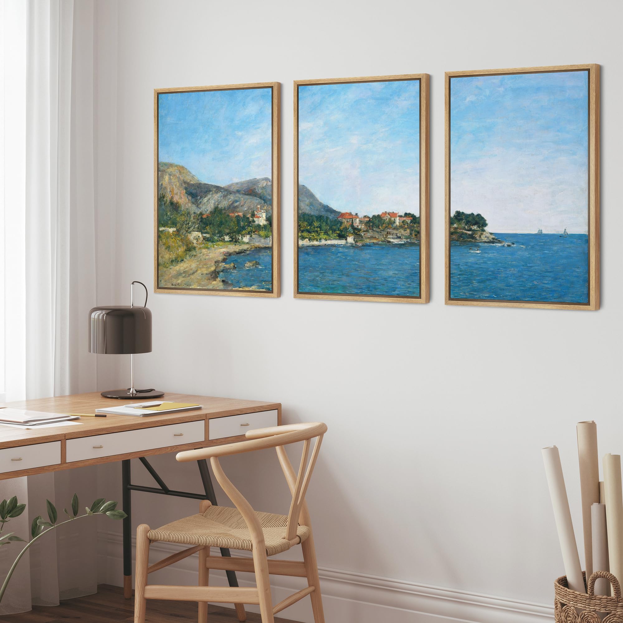 Wall26 Framed Canvas Print Wall Art Set The Bay Of Fourmis By Eugene Boudin Cultural Historic Oil Painting Fine Art Reproduction