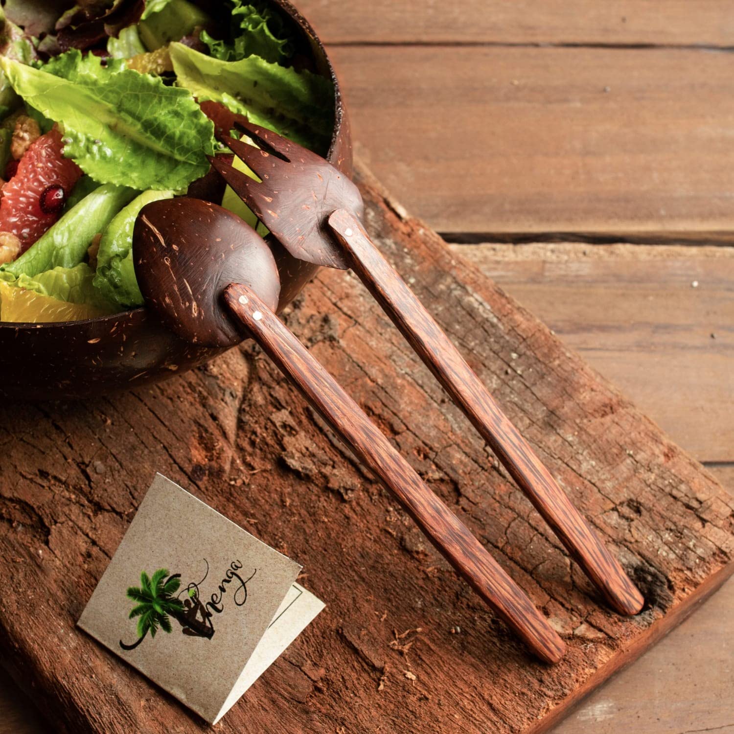 Thenga Coconut Shell Fork & Spoon Sets | 100% Natural EcoFriendly Wooden Cutlery | Handmade Sustainable Dining Utensils For Sal