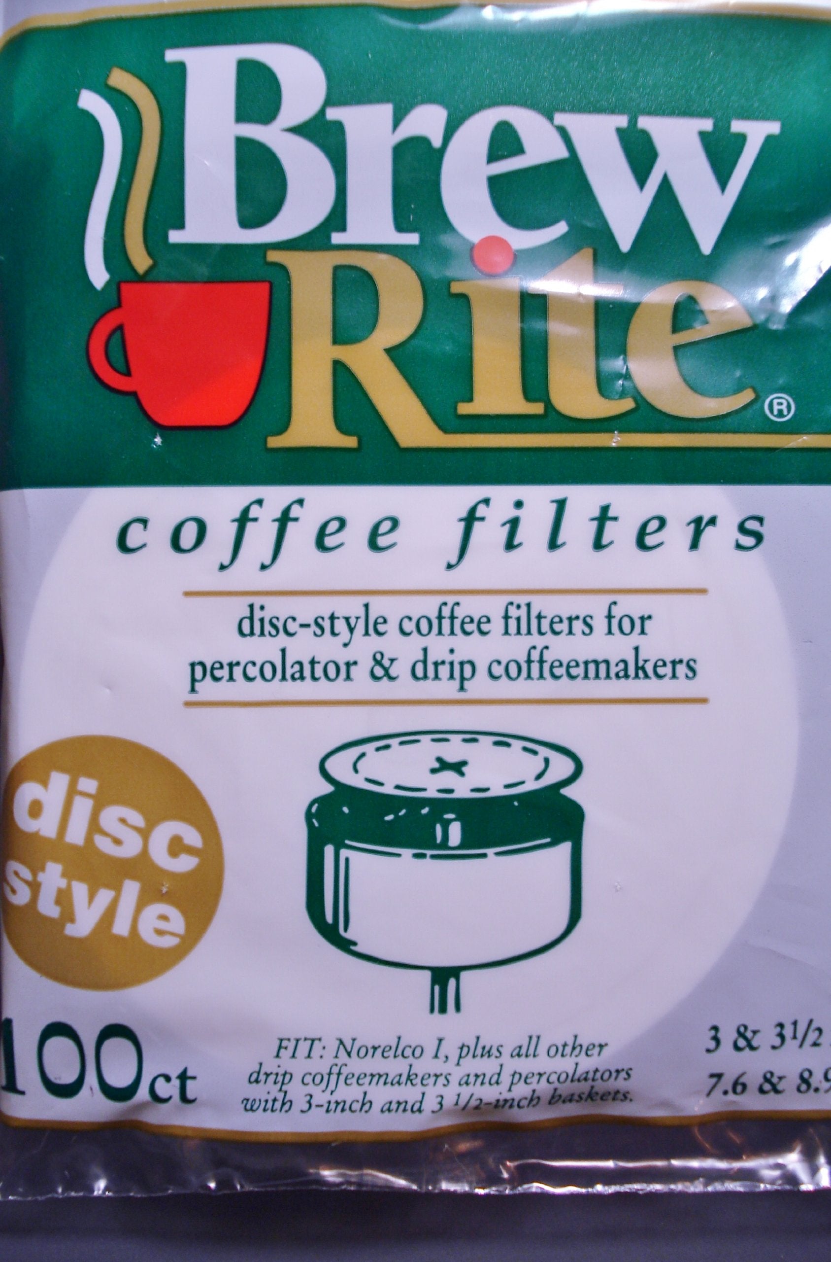 Brew Rite Coffee Filter, 3 and 3 1/2 Disc, White