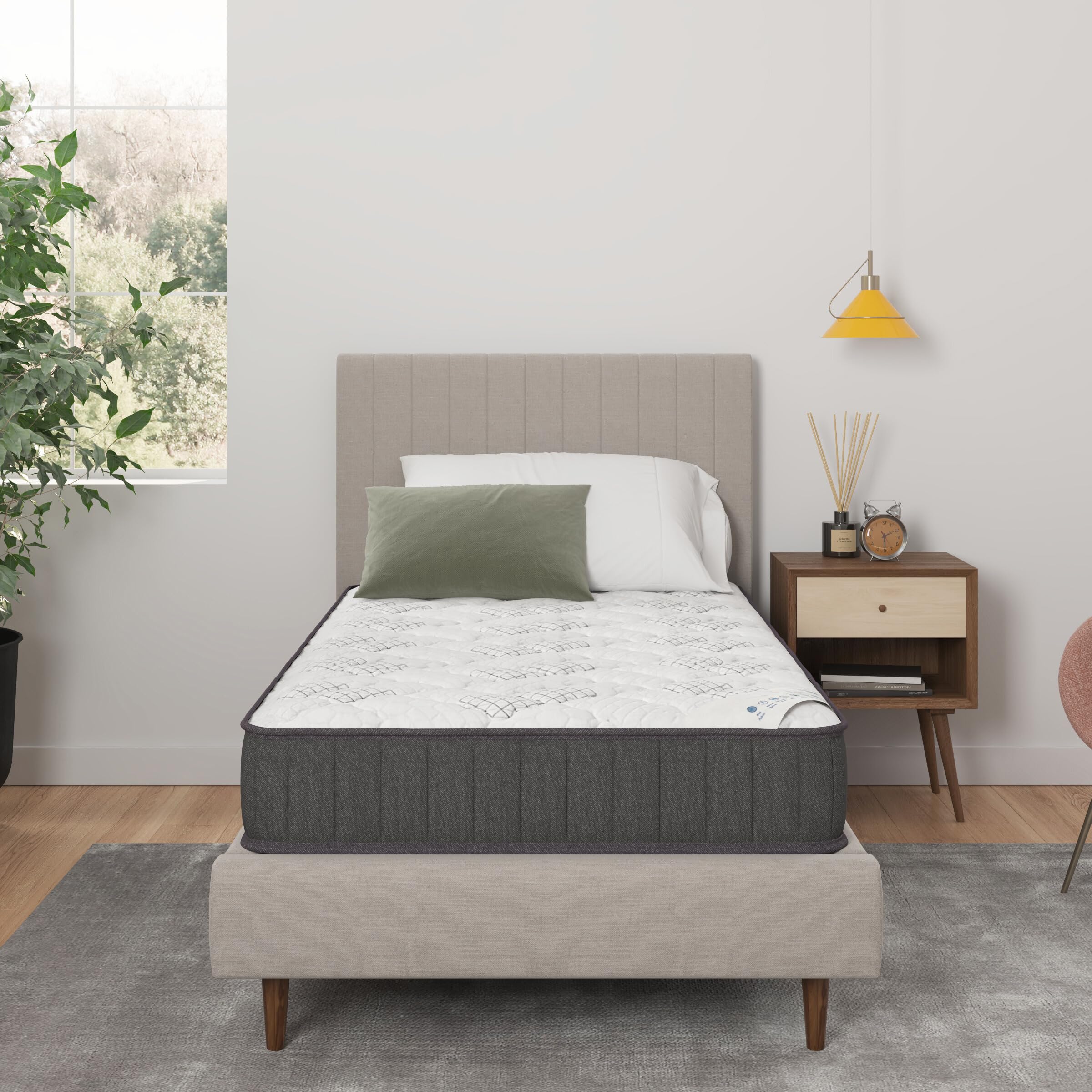 Ottomanson Twin Xl 9 Hybrid Mattress - Medium Firm Support - Made In Usa - Individually Pocketed Coils & Certipur-Us Foam - Fibe
