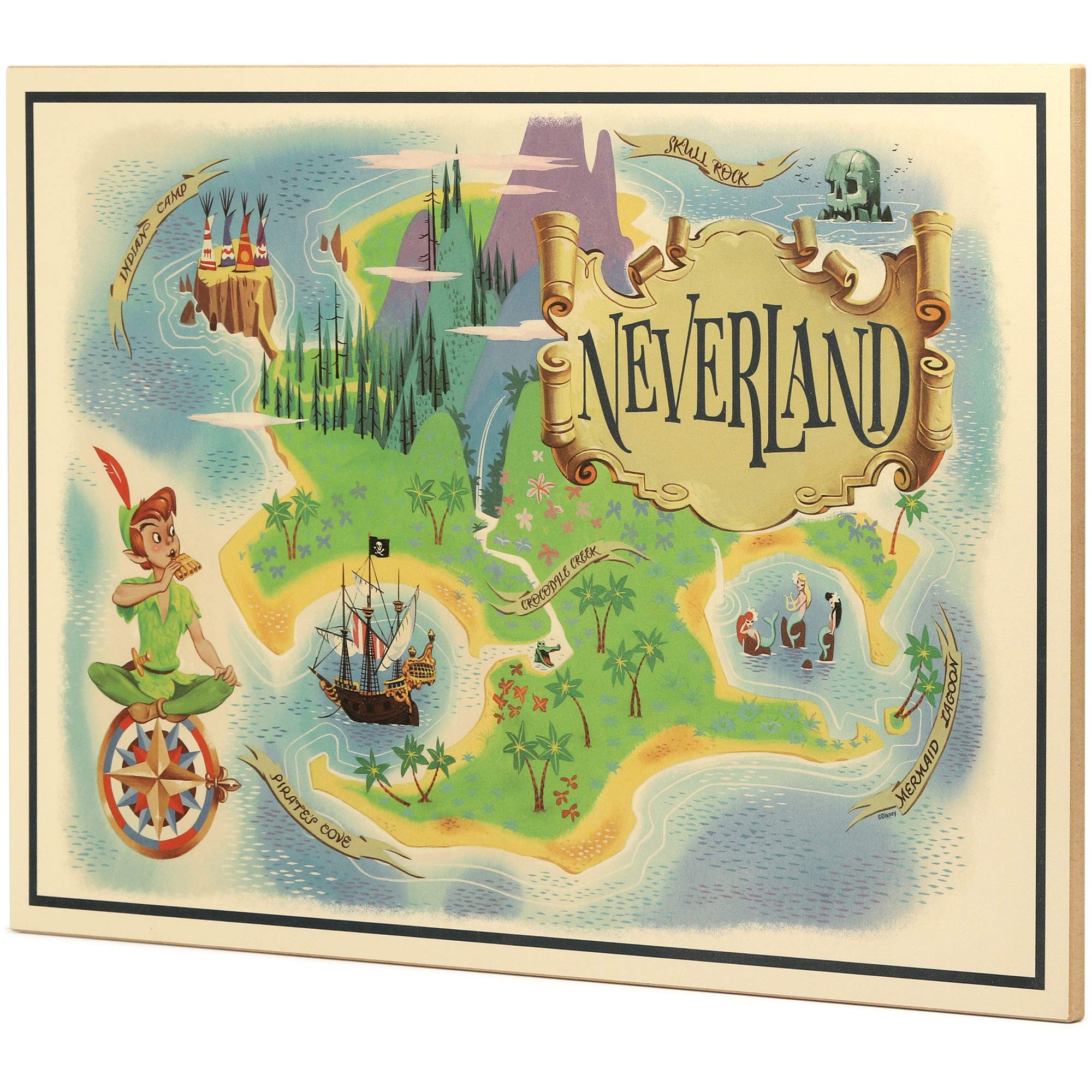 Open Road Brands Disney Peter Pan Neverland Map - Large Peter Pan Wall Decor For Kids' Bedroom, Play Room Or Nursery