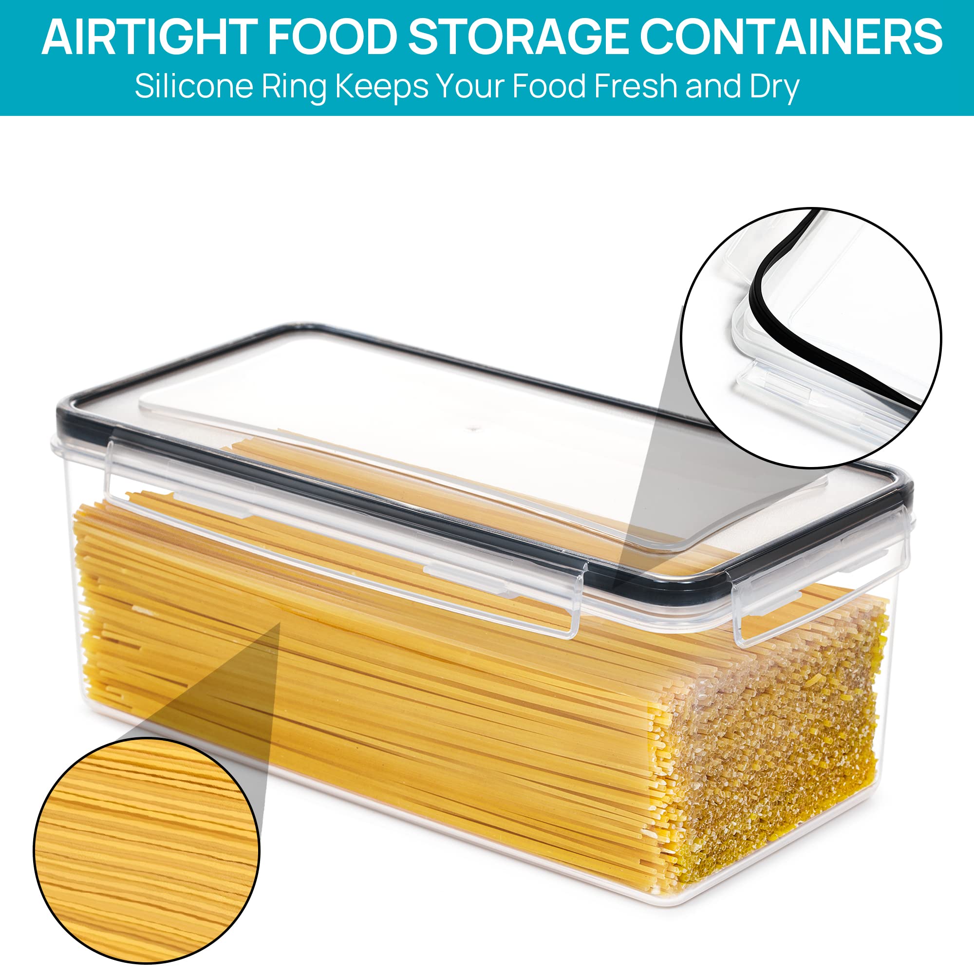 Vtopmart Airtight Food Storage Containers With Lids 4Pcs Set 3.2L, Plastic Spaghetti Container For Pasta Organizer, Bpa Free Air