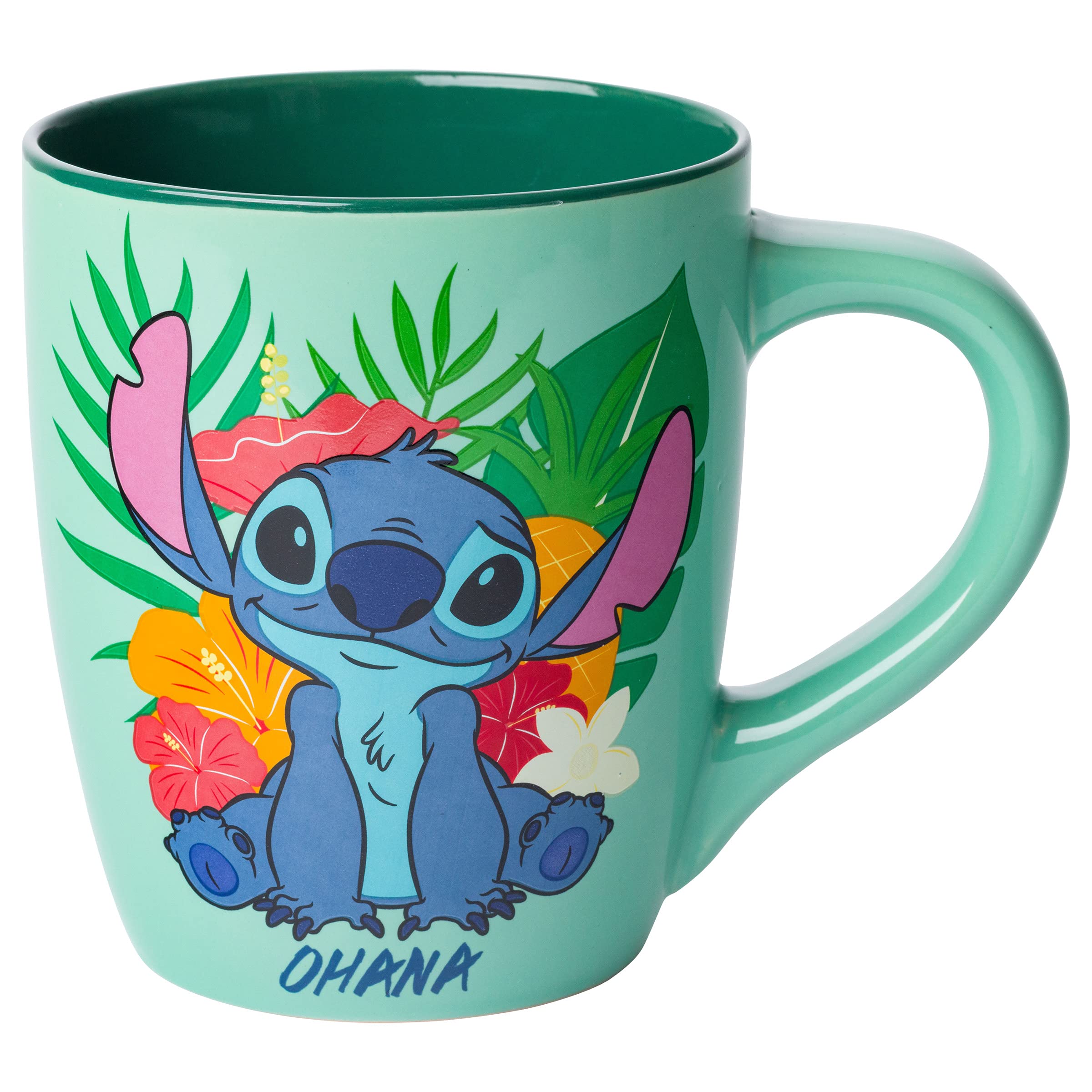 Silver Buffalo Lilo And Stitch Tropical Ohana Sitting Jumbo Curved Ceramic Mug, 25-Ounces