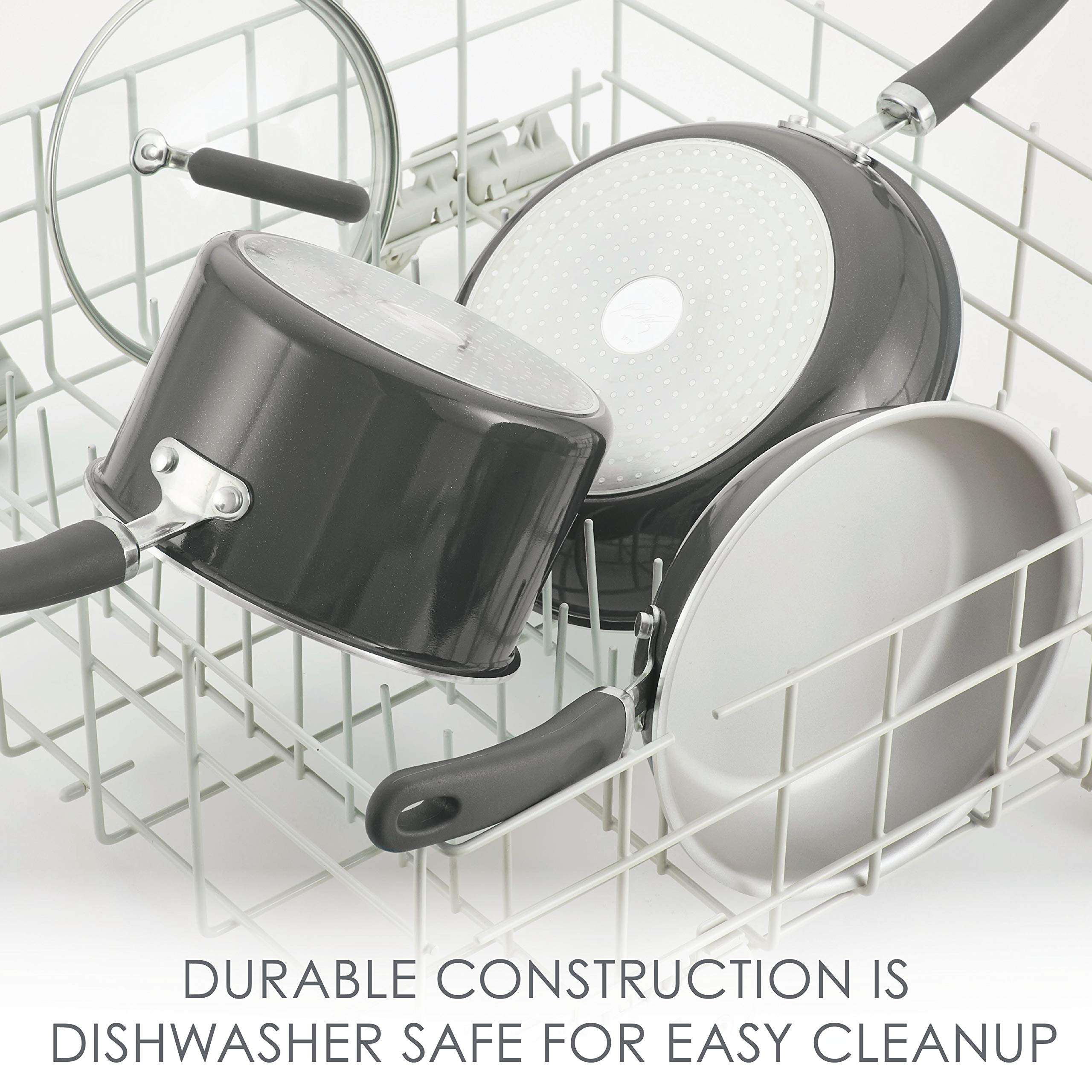 Rachael Ray 2-Piece Set Aluminum Skillet  9.5'' & 11.75''  Gray Shimmer