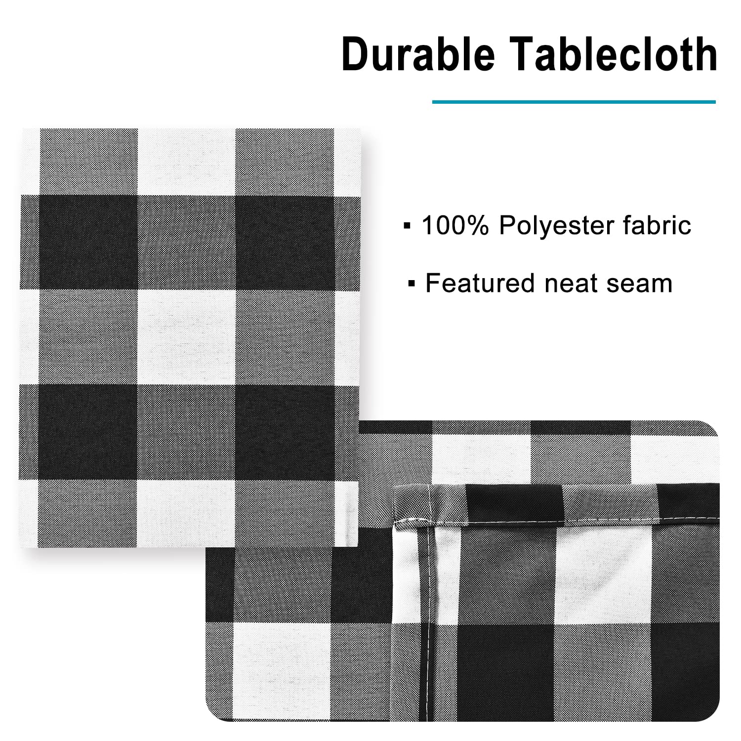 Hiasan 60 X 102 Inch Checkered Tablecloth Rectangle - Stain Resistant, Spillproof And Washable Gingham Table Cloth For Outdoor P
