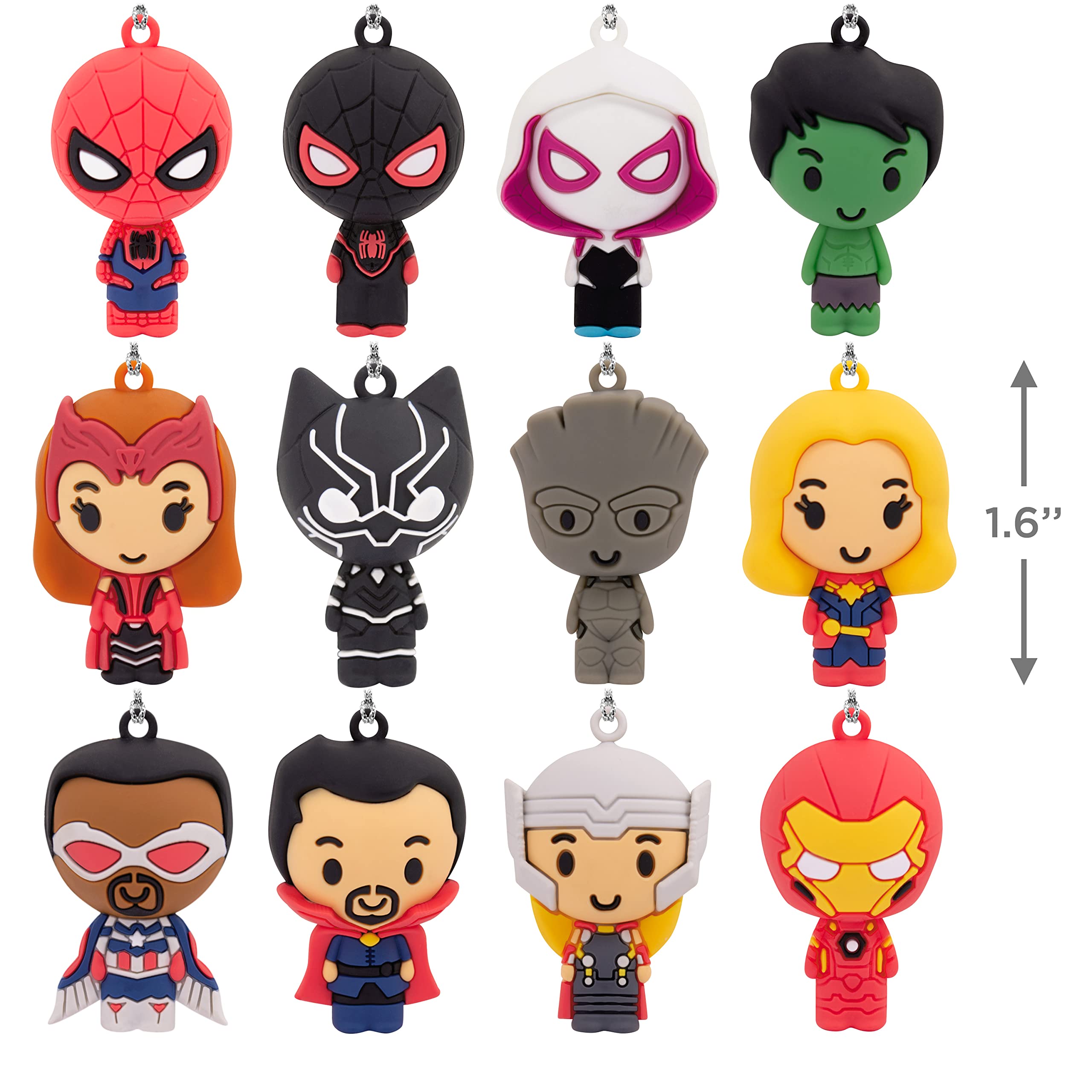 Hallmark Marvel Countdown Calendar Miniature Christmas Tree Set With 12 Mini Ornaments, Plastic