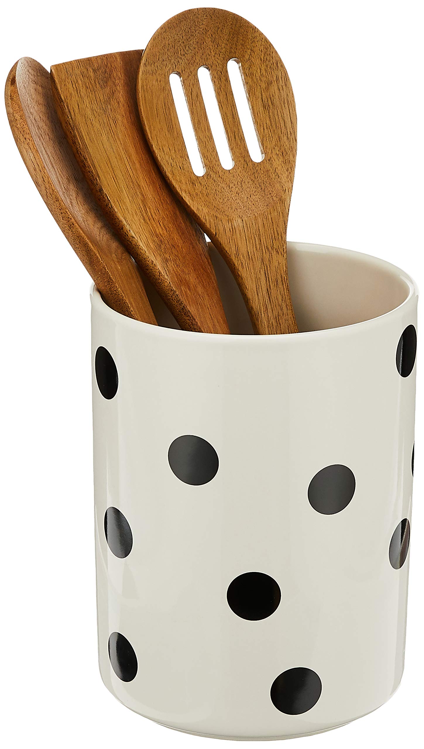 Kate Spade New York Deco Dot 4-Piece Utensil Holder Set, 3.9 Lb, White