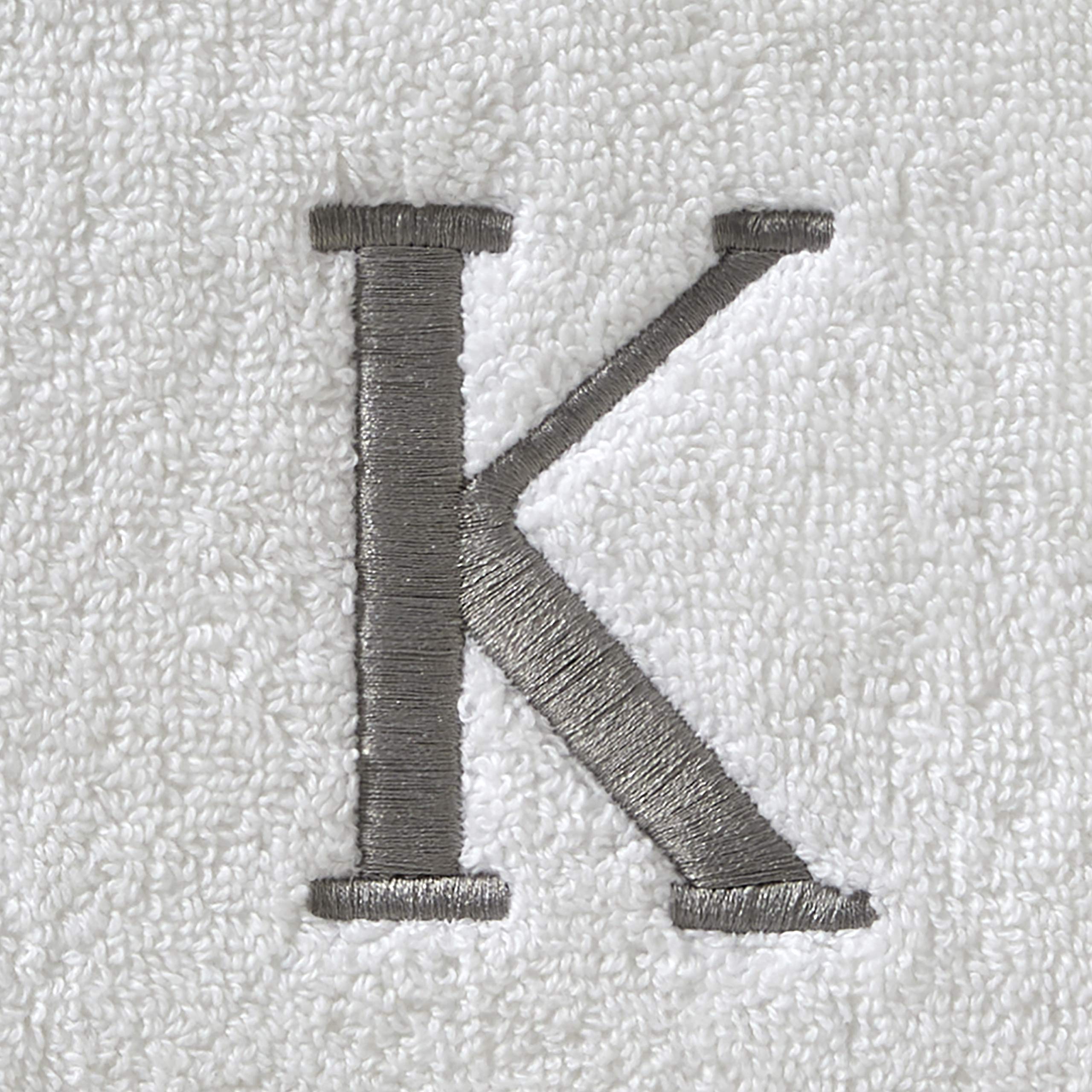 Skl Home Casual Monogram Hand Towel Set, K, 16X26, White 2 Count